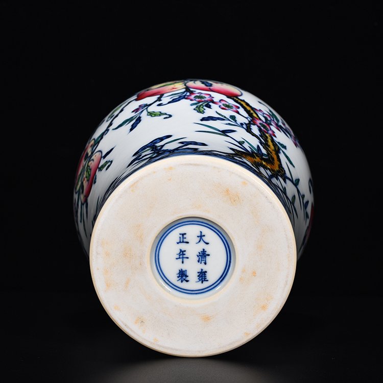Qing Dynasty Yongzheng Doucai Fushou Ruyi Plum Vase