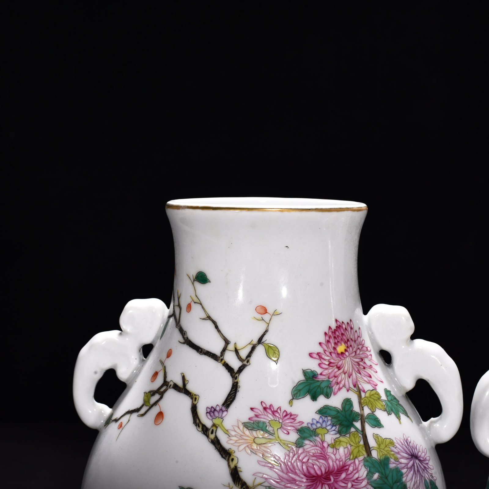Qing Dynasty Yongzheng enamel double eared vase