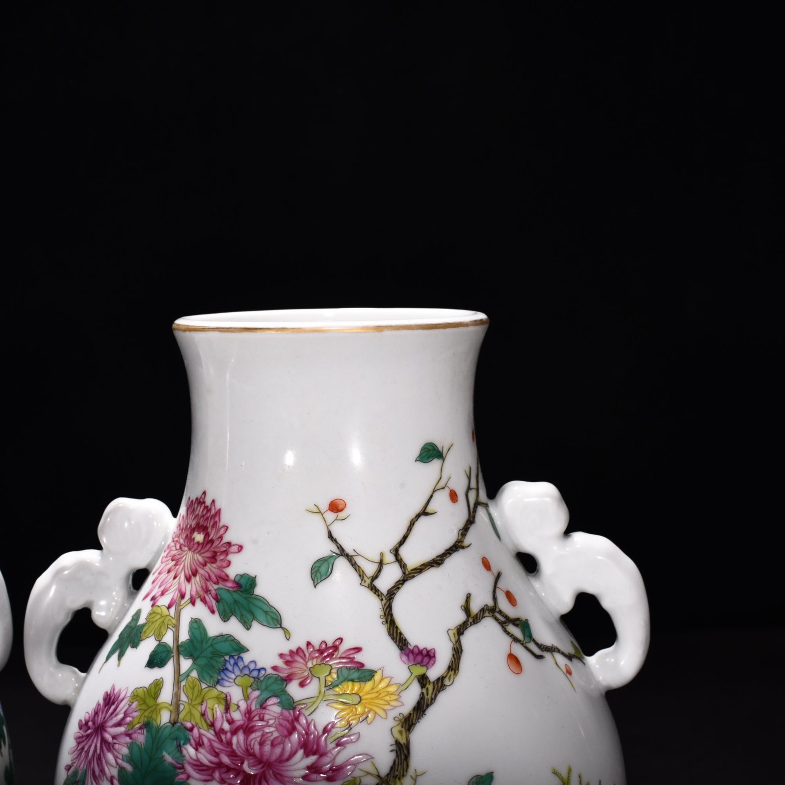 Qing Dynasty Yongzheng enamel double eared vase