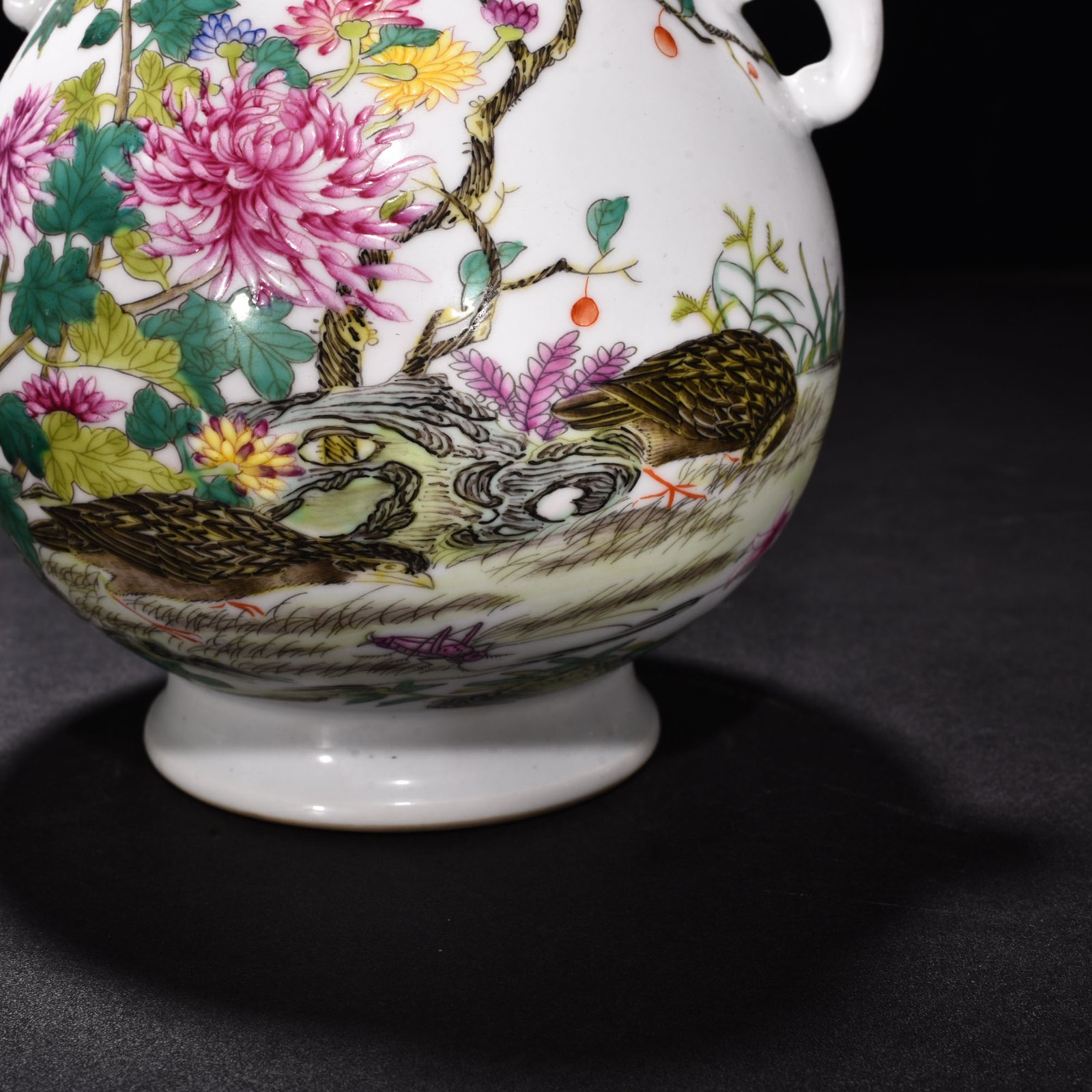 Qing Dynasty Yongzheng enamel double eared vase