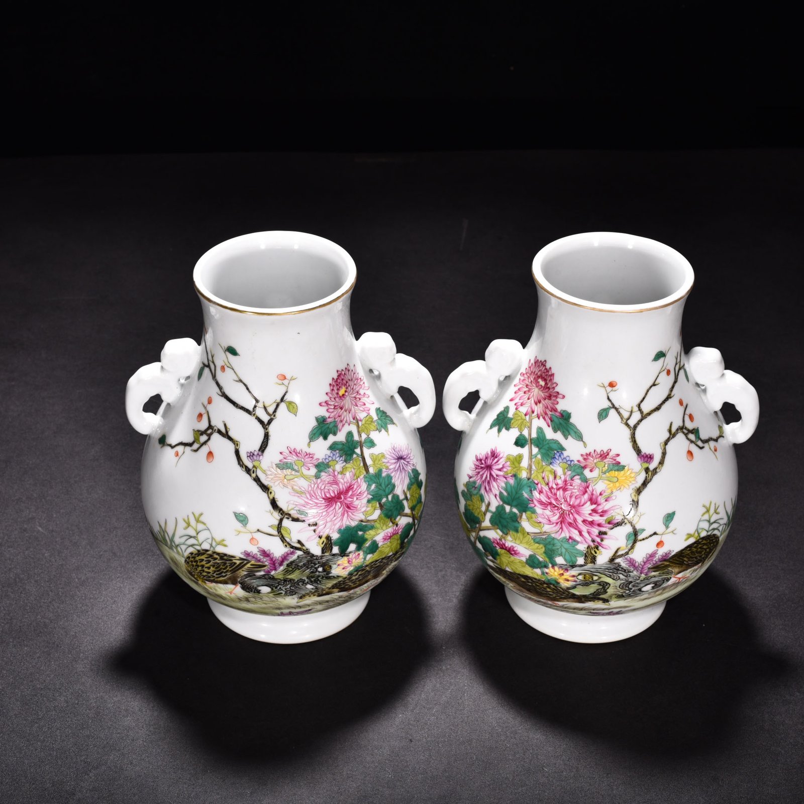 Qing Dynasty Yongzheng enamel double eared vase