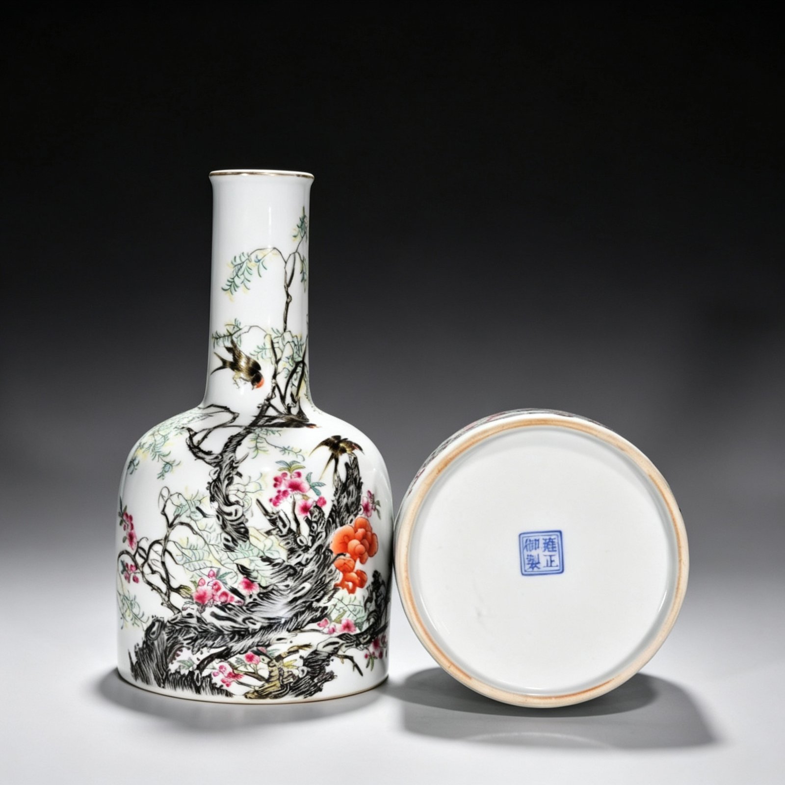 Qing Dynasty Yongzheng enamel spring swallow bell statue
