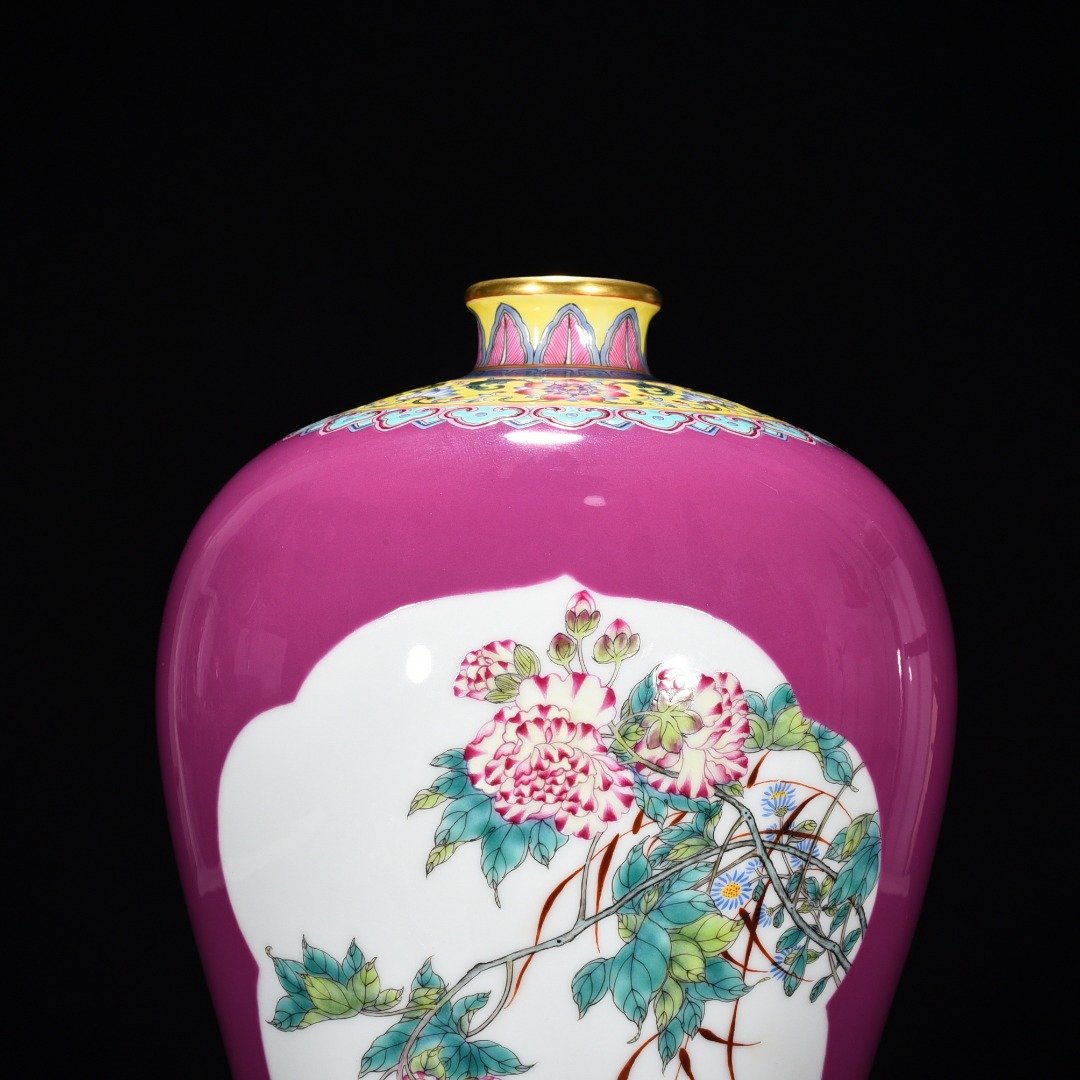 Qing Dynasty Yongzheng rouge red glaze plum vase