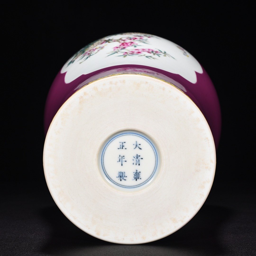 Qing Dynasty Yongzheng rouge red glaze plum vase