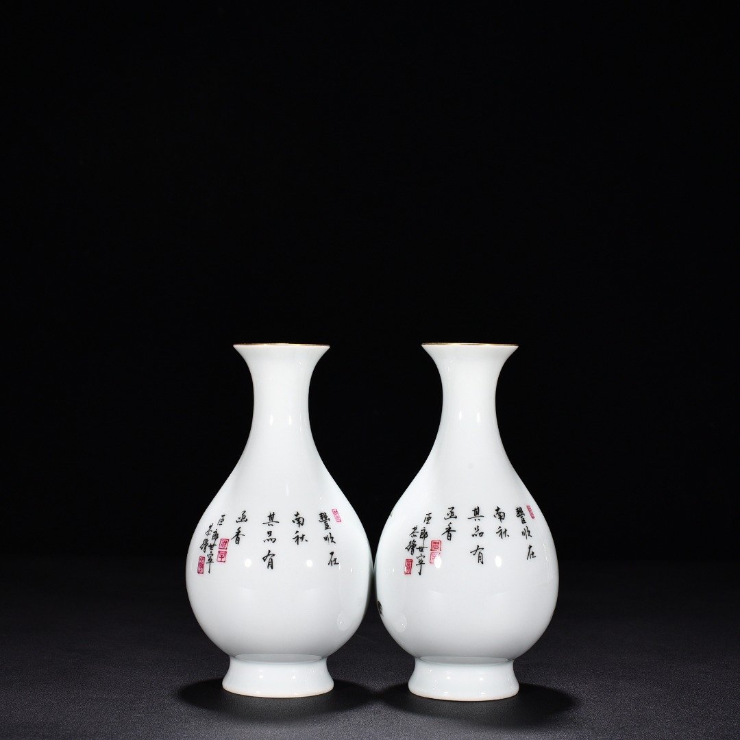 Qing Dynasty Yongzheng Lang Shining painted enamel vase