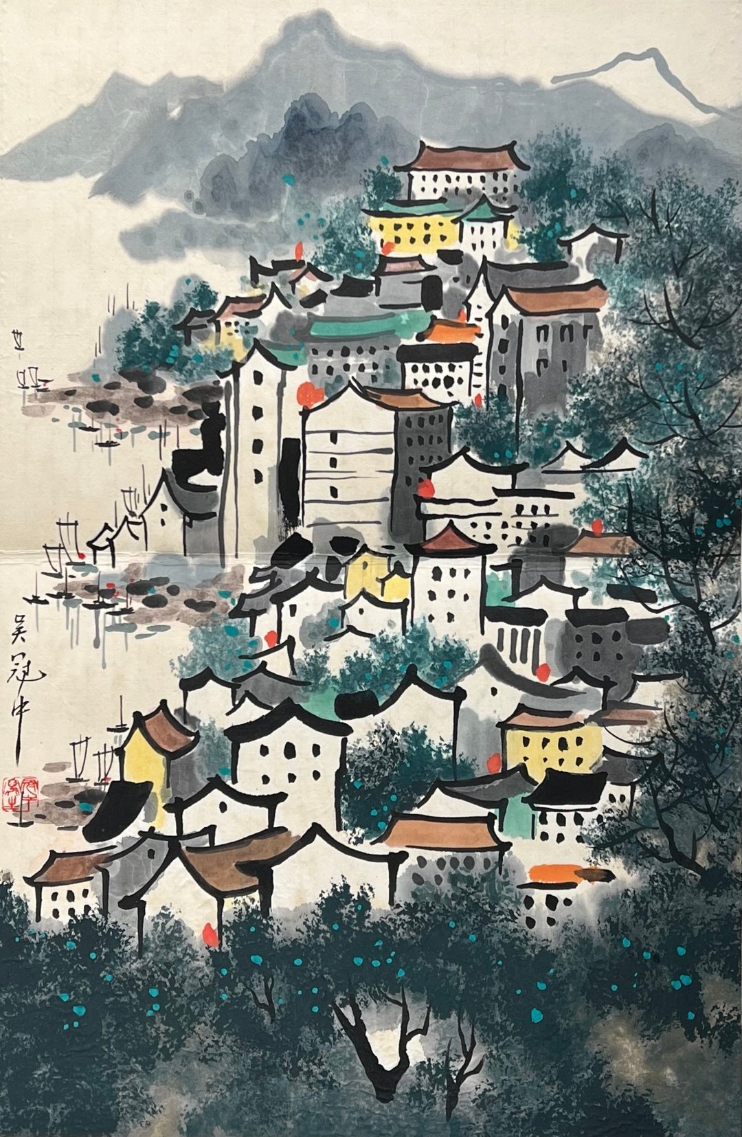 Chinese scroll painting Wu Guanzhongo