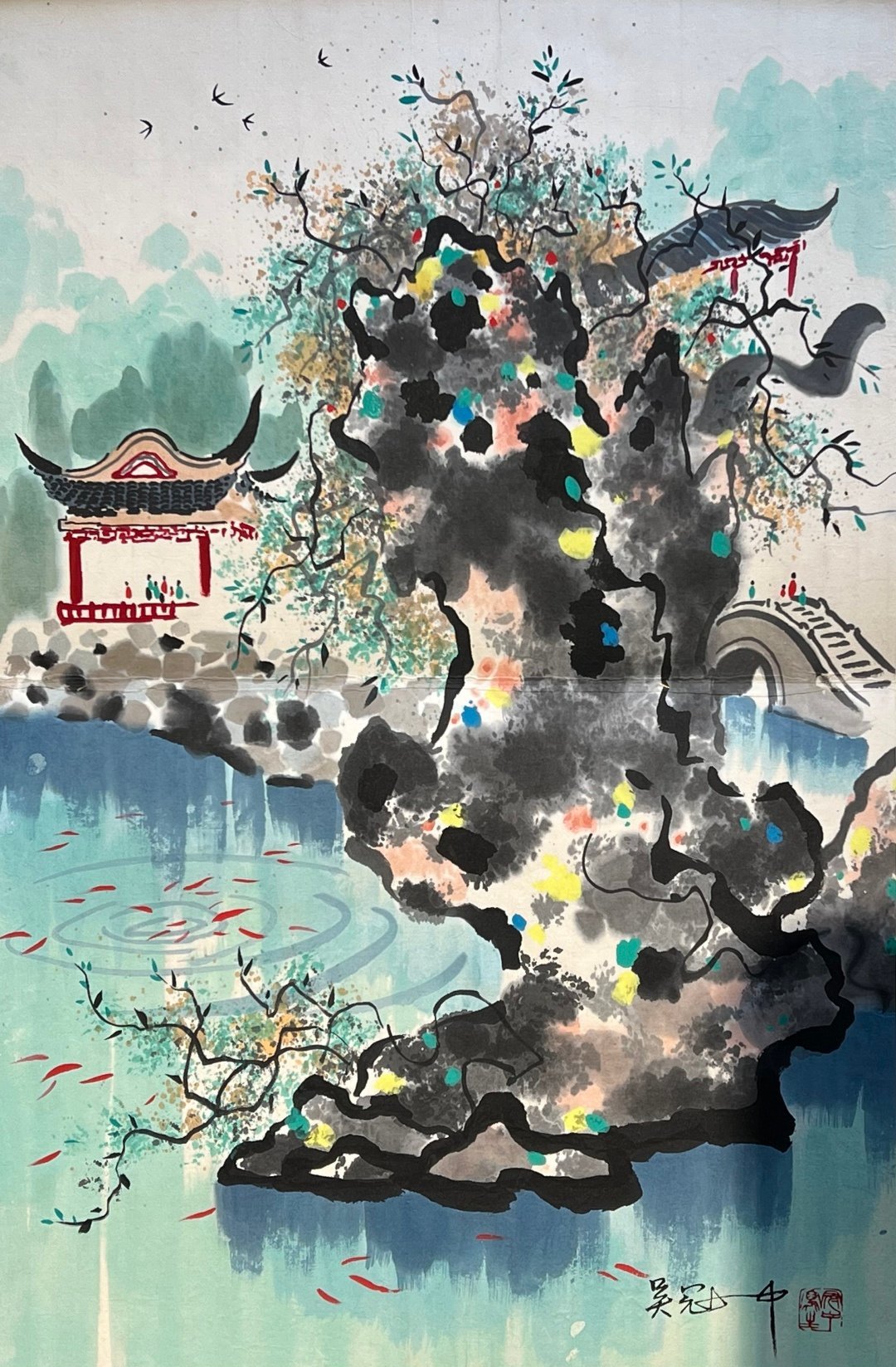 Chinese scroll painting Wu Guanzhongo