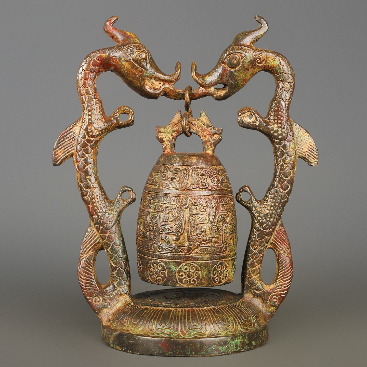 Han Dynasty Bronze Double Dragon Bell
