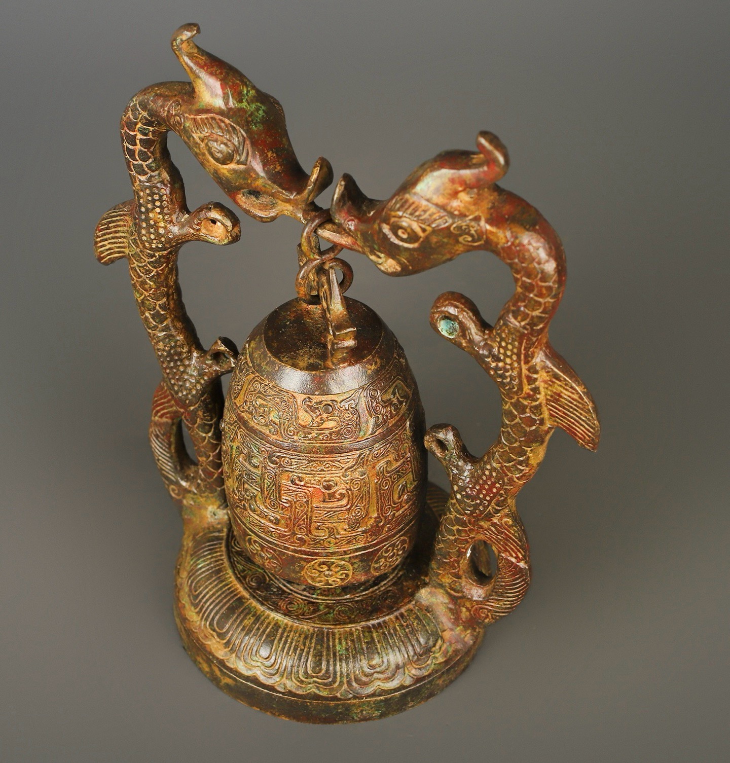 Han Dynasty Bronze Double Dragon Bell