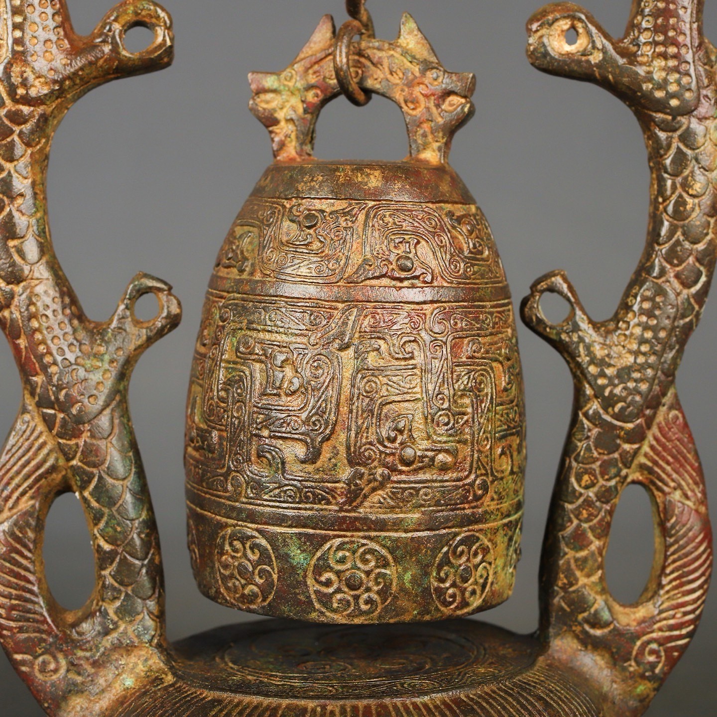 Han Dynasty Bronze Double Dragon Bell