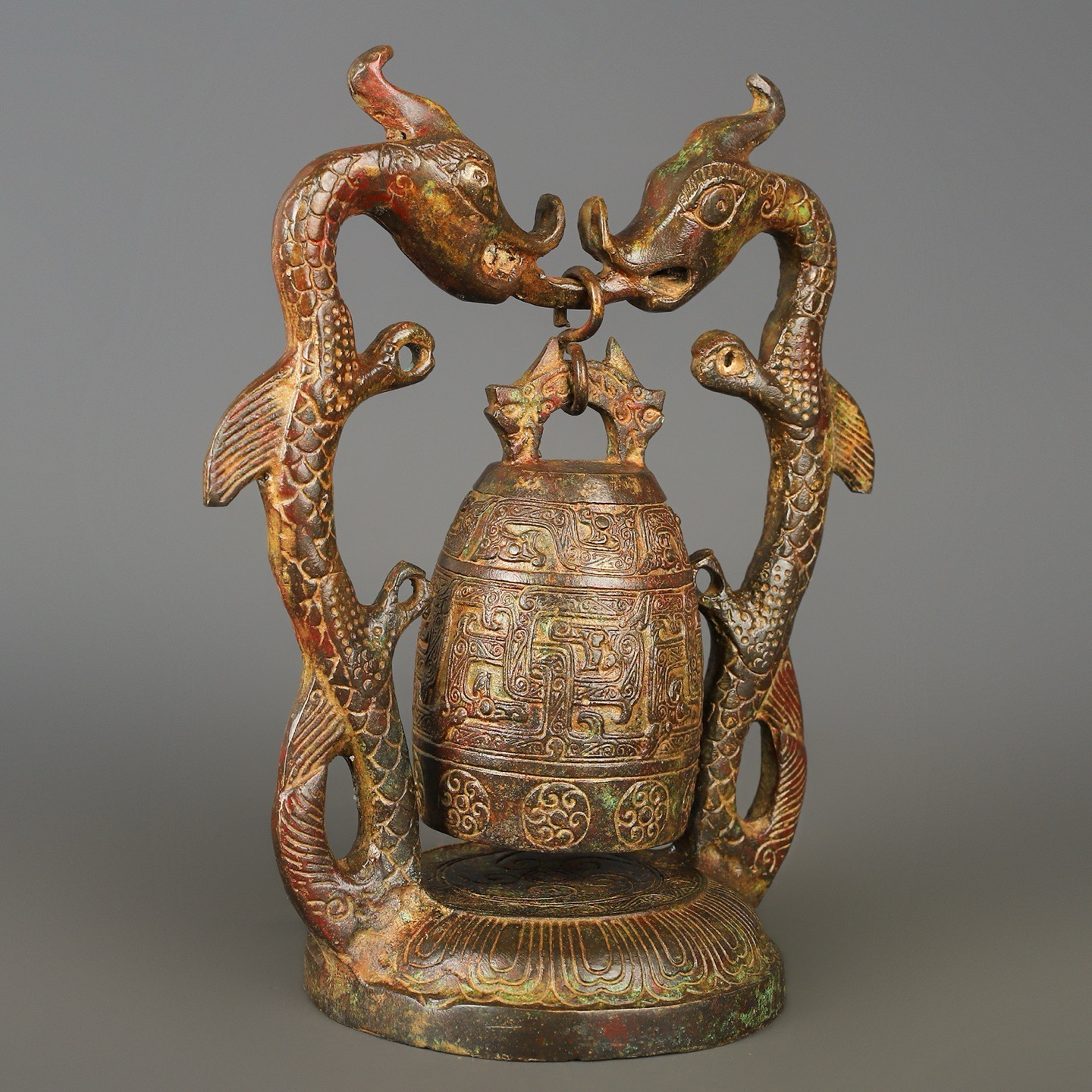 Han Dynasty Bronze Double Dragon Bell