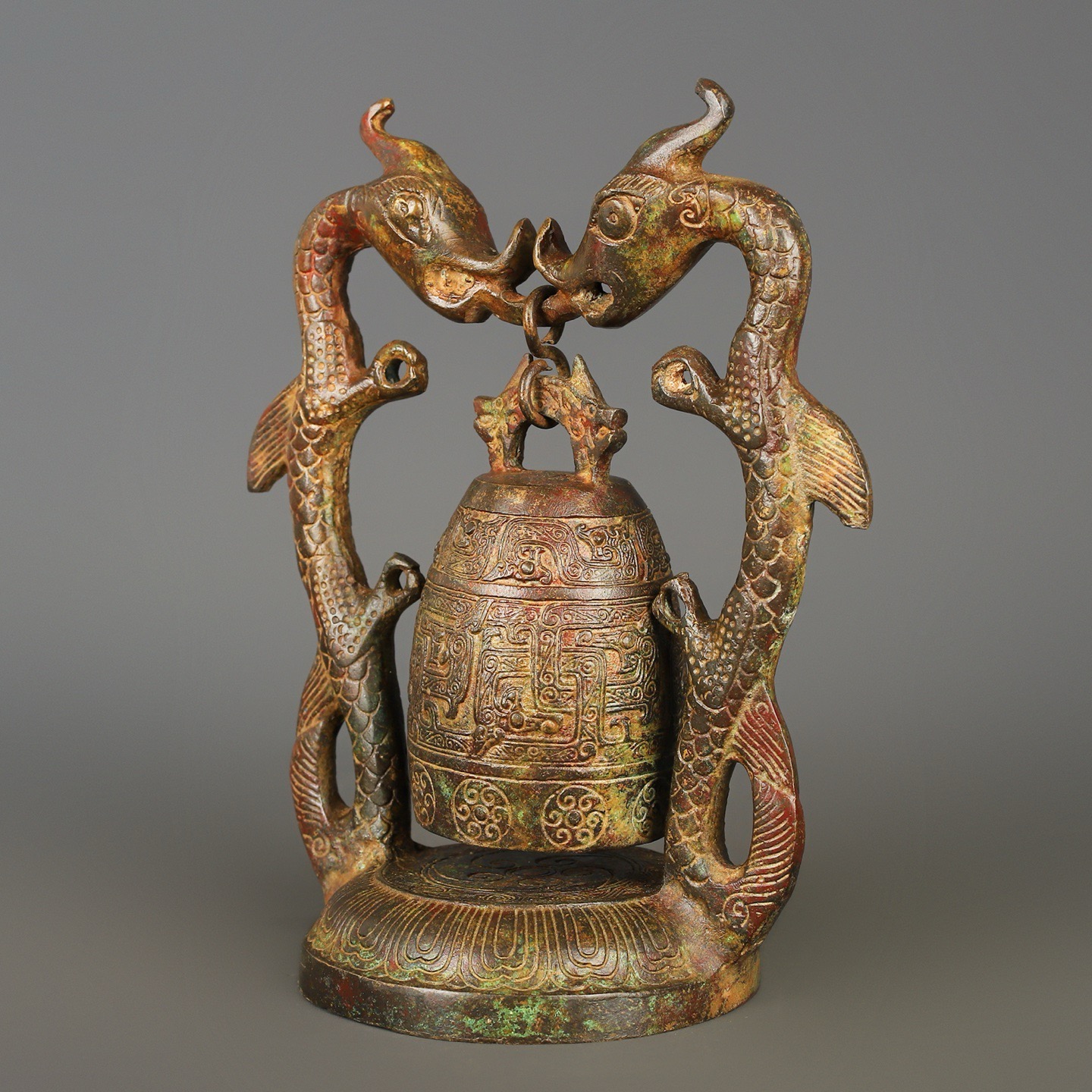 Han Dynasty Bronze Double Dragon Bell