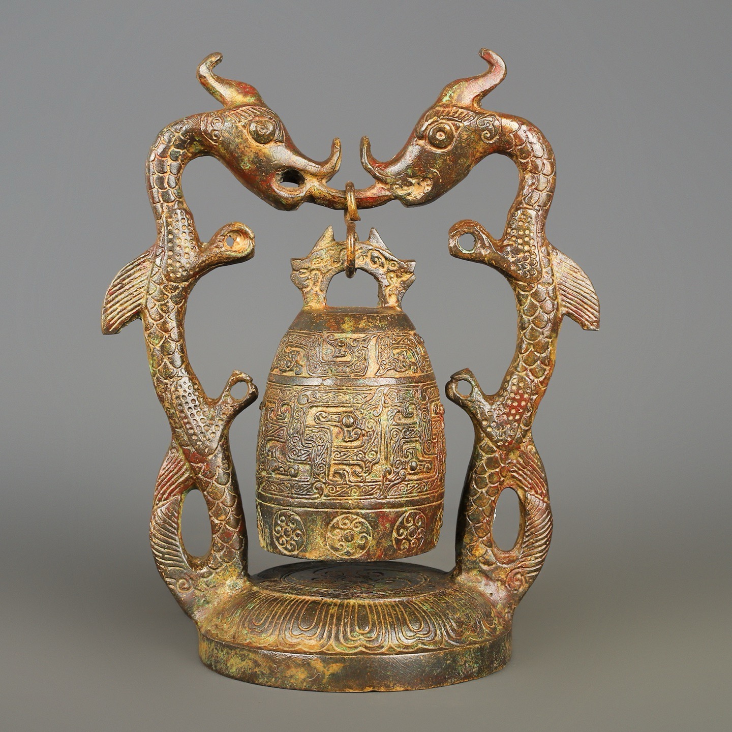 Han Dynasty Bronze Double Dragon Bell