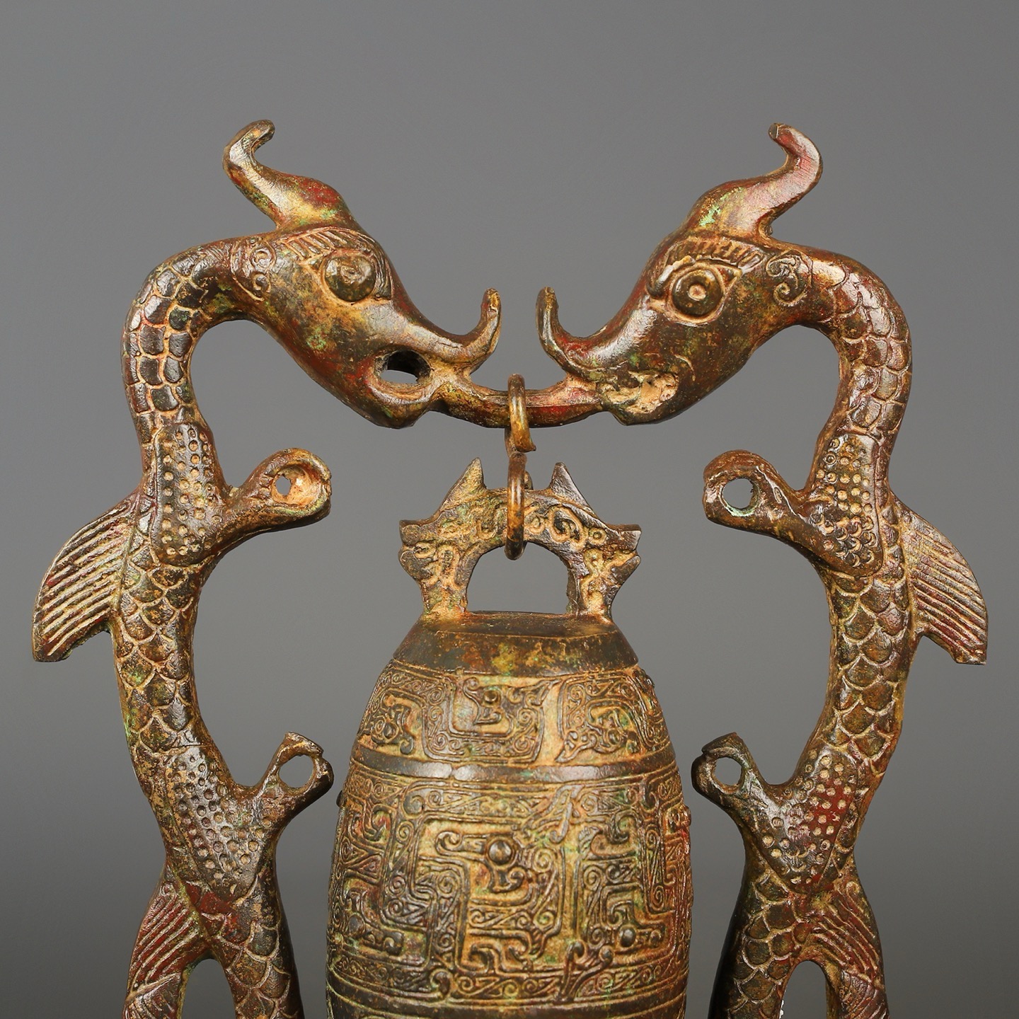 Han Dynasty Bronze Double Dragon Bell