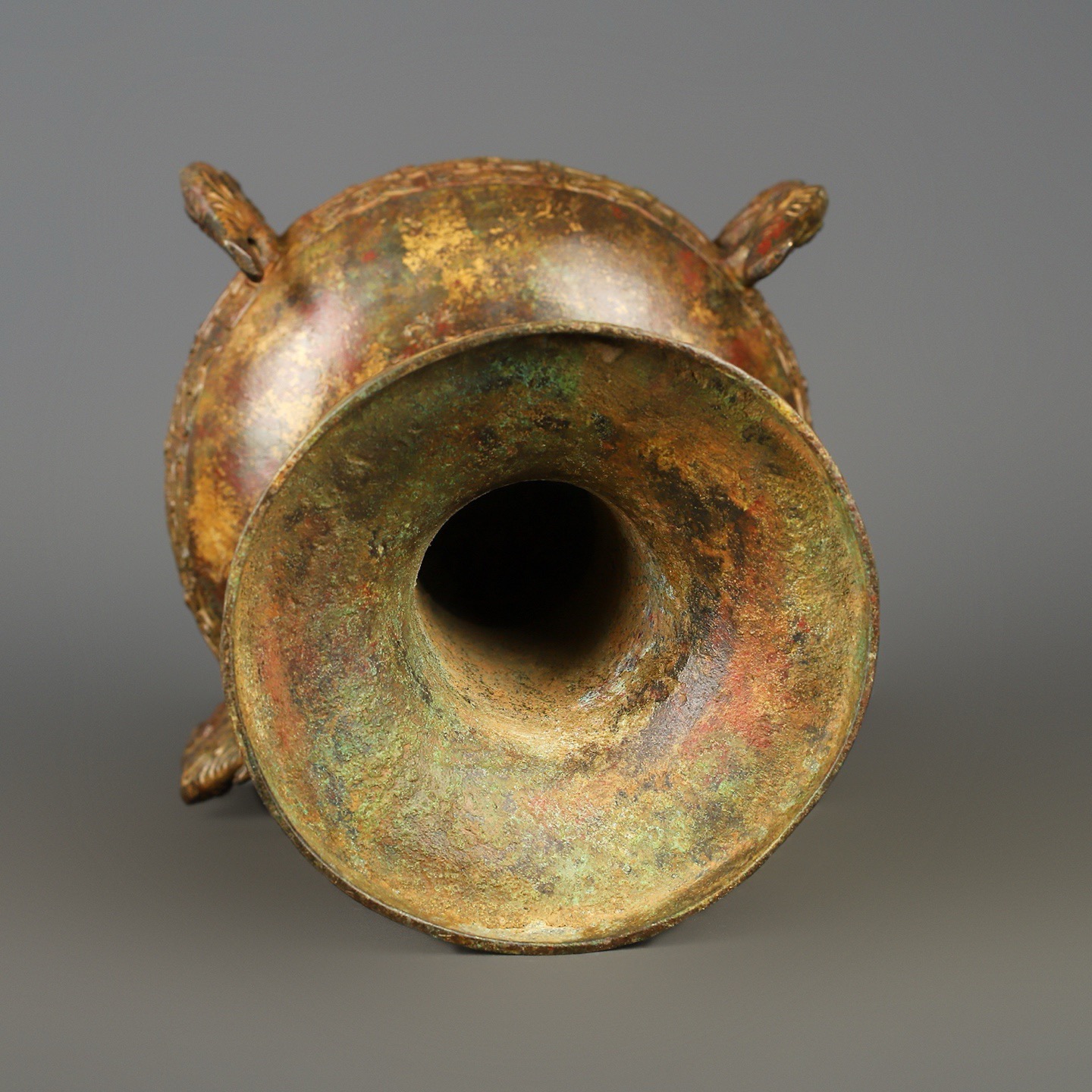 Han Dynasty Bronze Four Dragon Round Bean