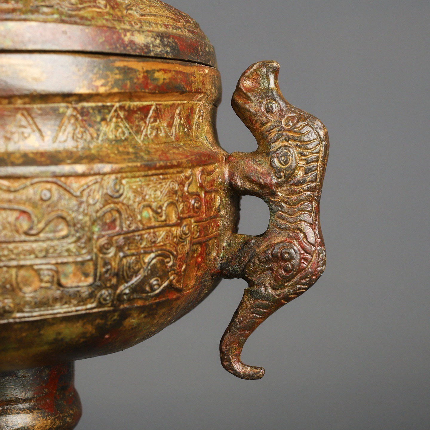 Han Dynasty Bronze Four Dragon Round Bean