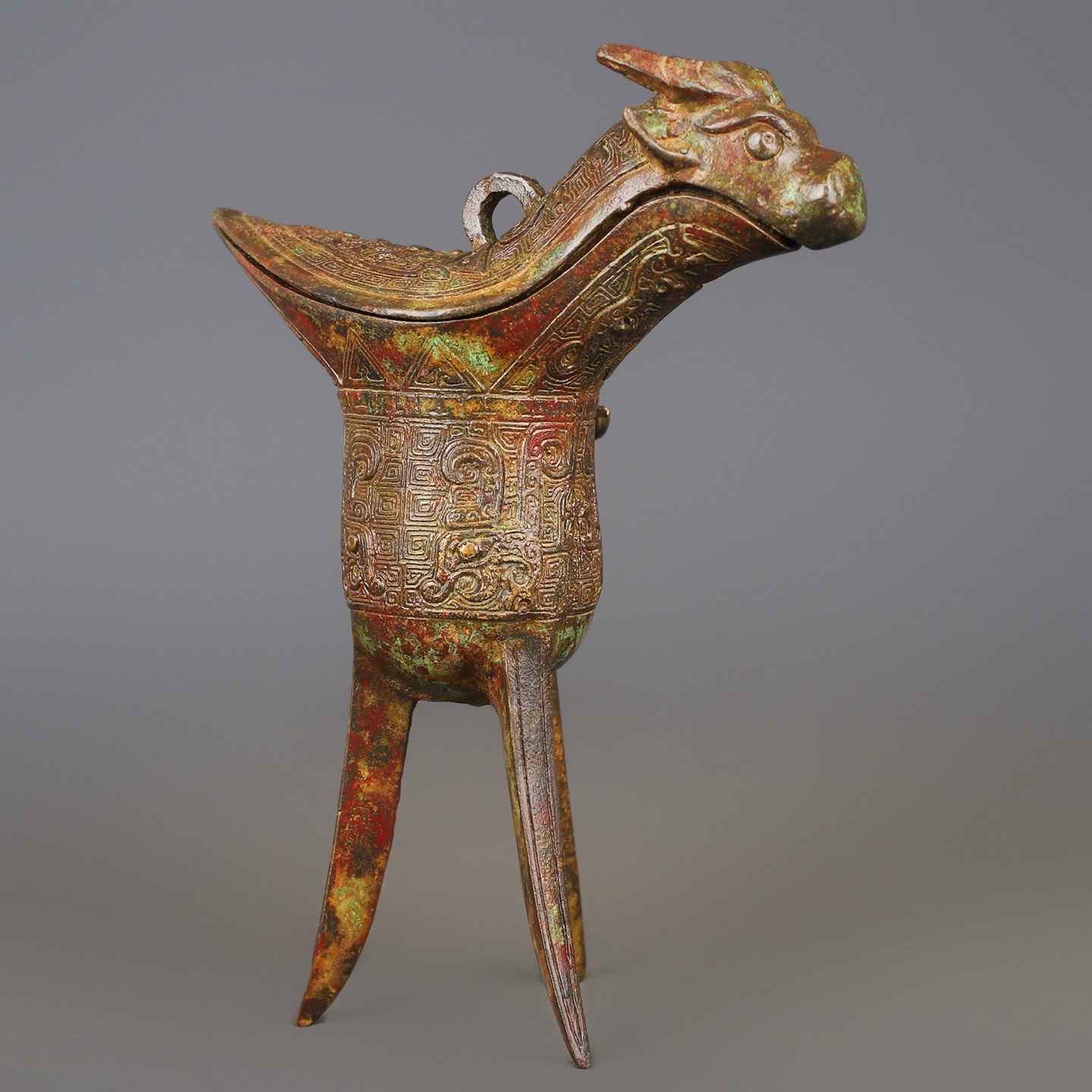 Zhou Dynasty Bronze Beast Head Cup