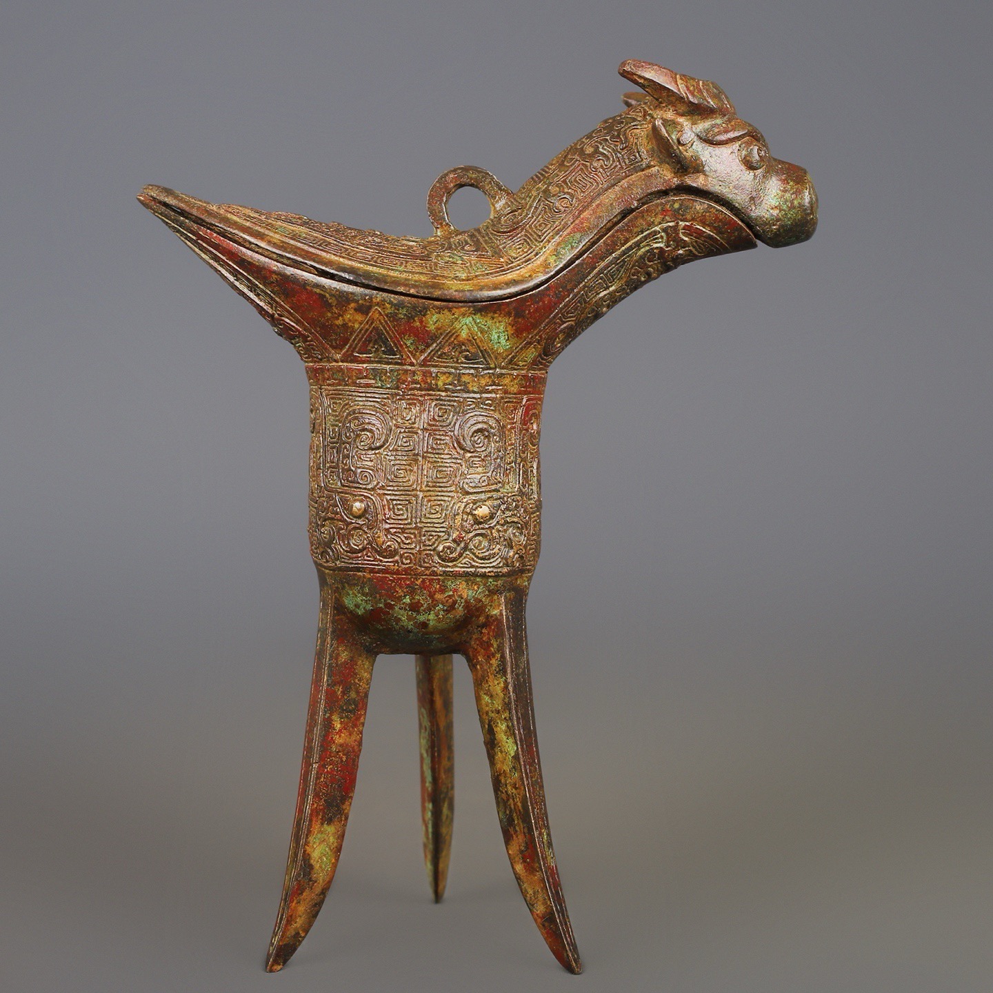 Zhou Dynasty Bronze Beast Head Cup