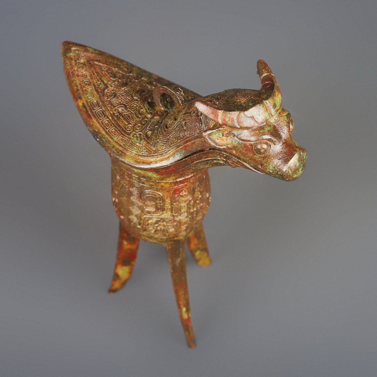 Zhou Dynasty Bronze Beast Head Cup