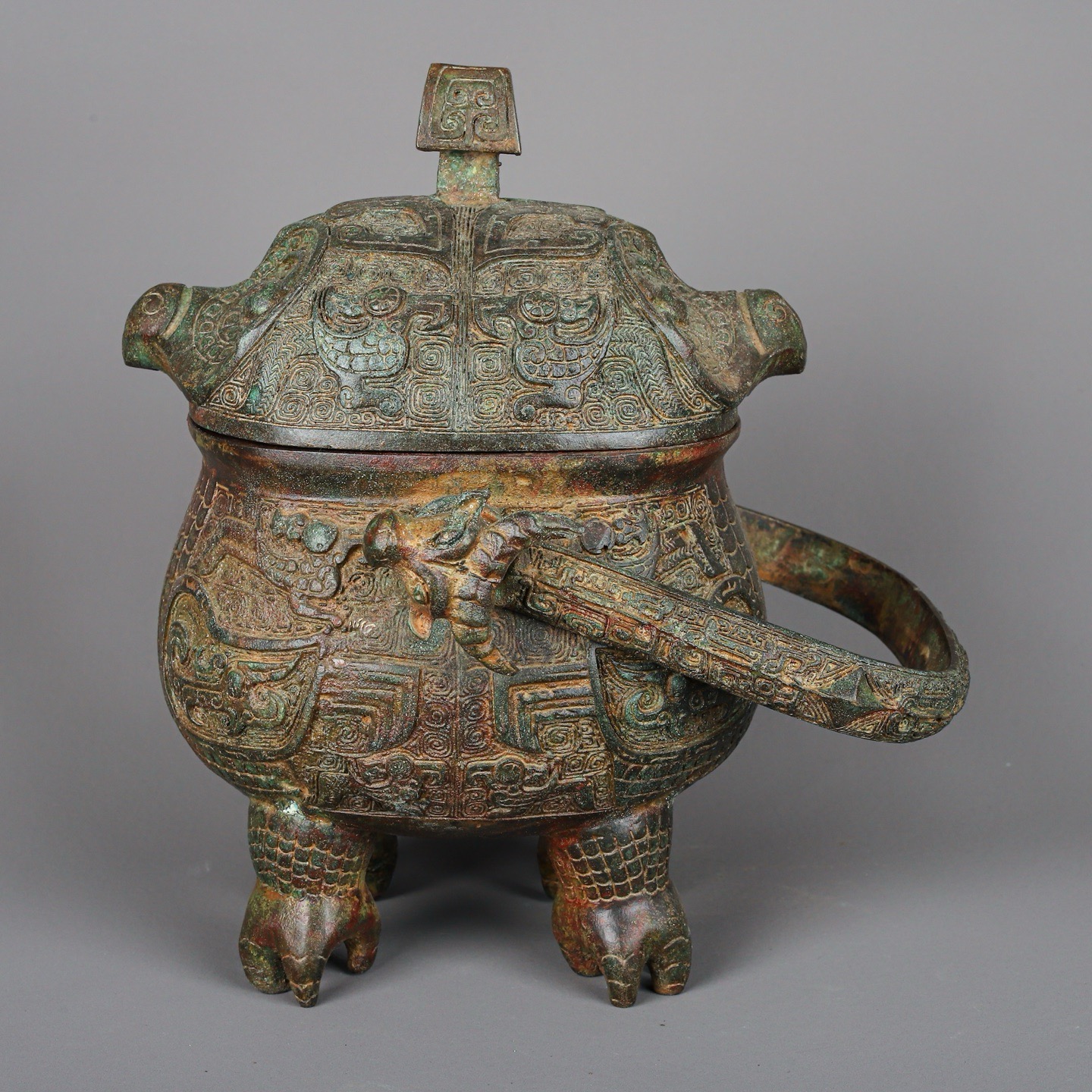 Zhou Dynasty Bronze two headed beast carrying beam