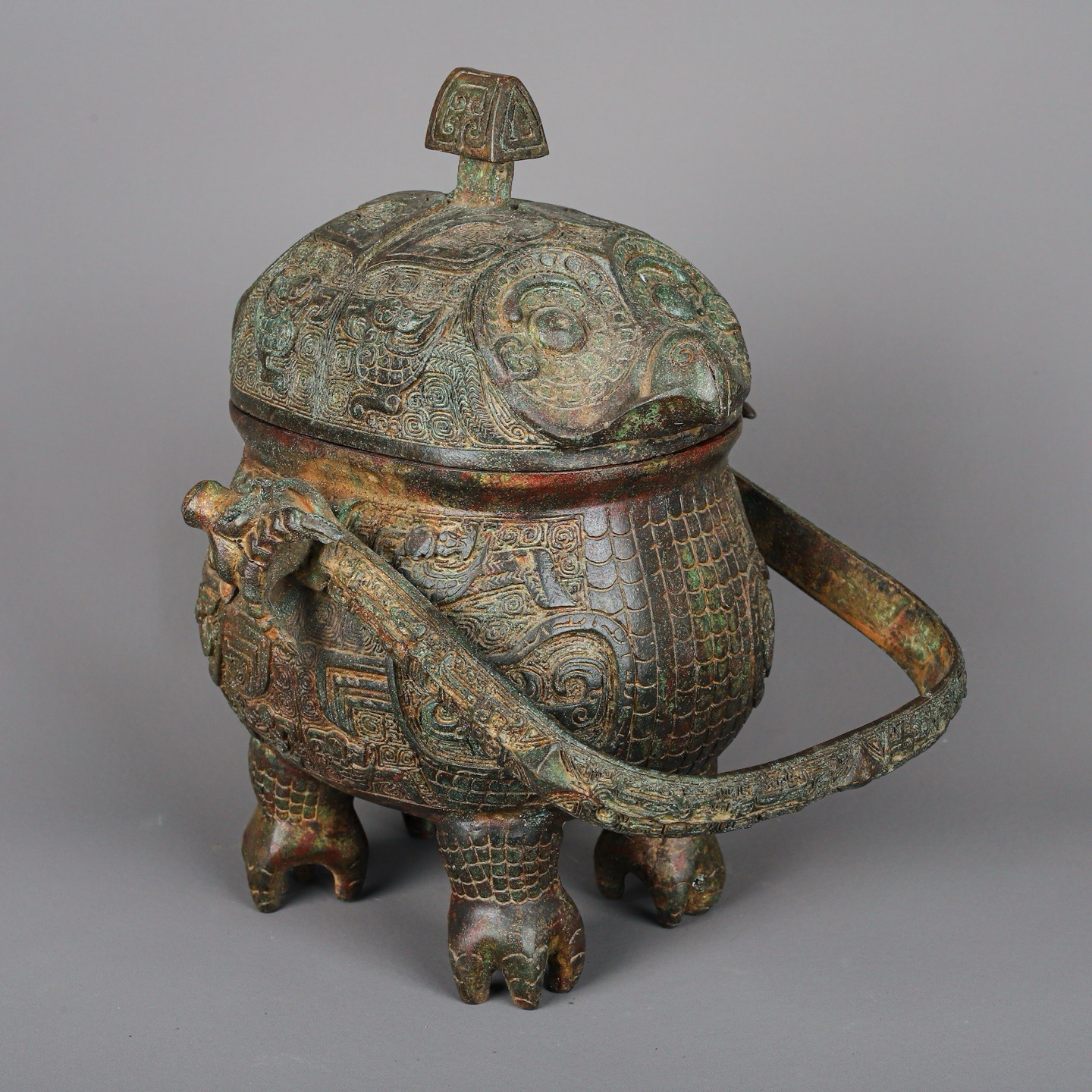 Zhou Dynasty Bronze two headed beast carrying beam