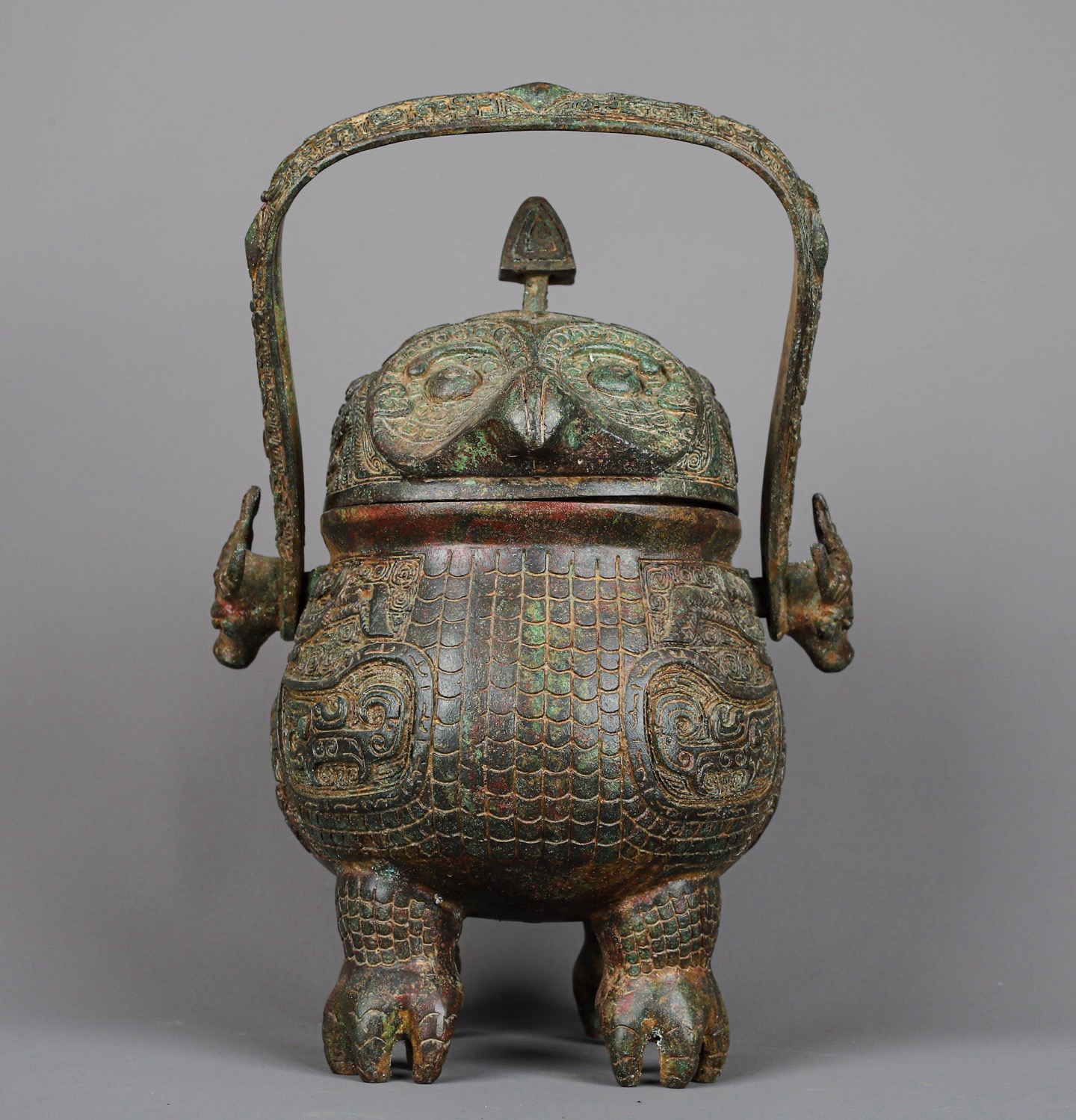 Zhou Dynasty Bronze two headed beast carrying beam