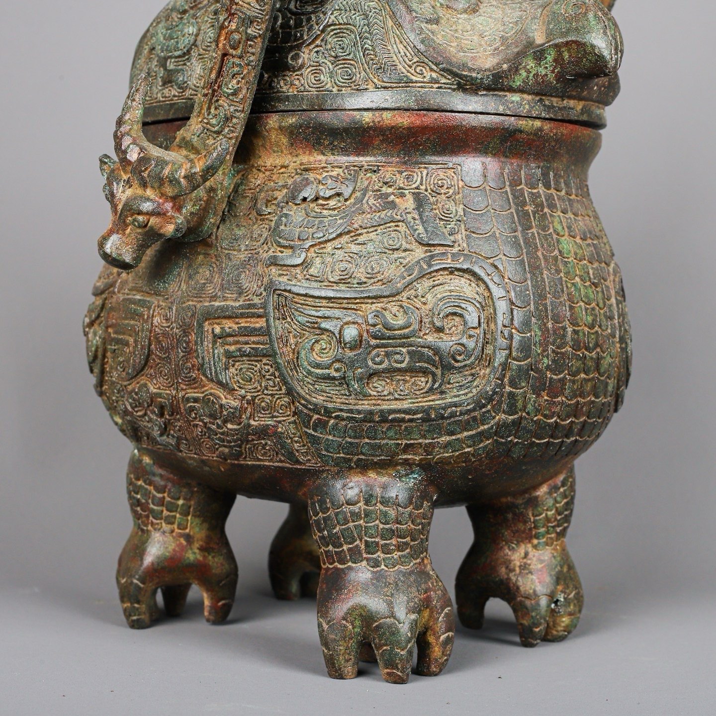 Zhou Dynasty Bronze two headed beast carrying beam