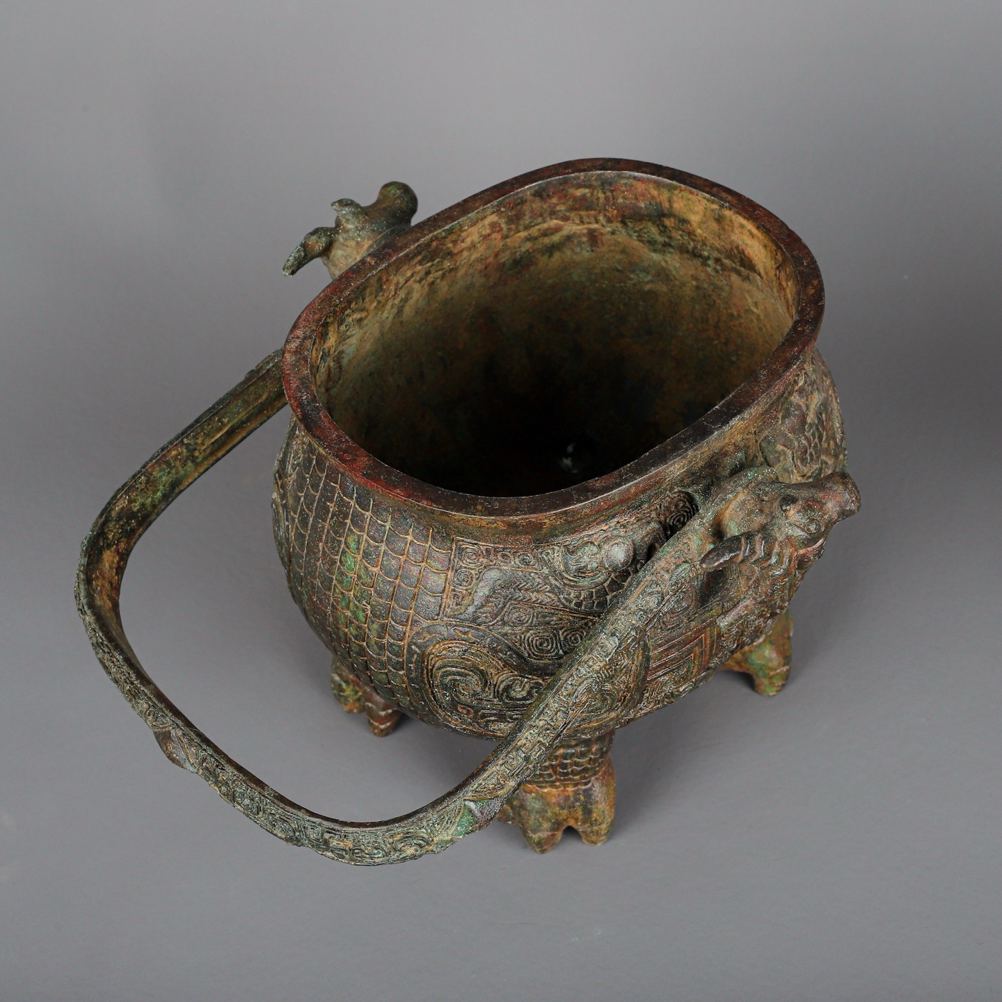 Zhou Dynasty Bronze two headed beast carrying beam