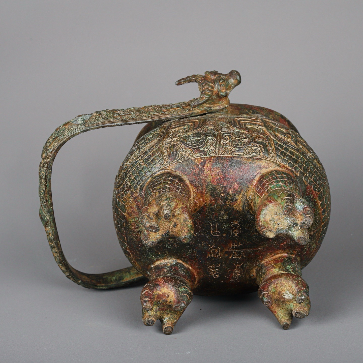 Zhou Dynasty Bronze two headed beast carrying beam
