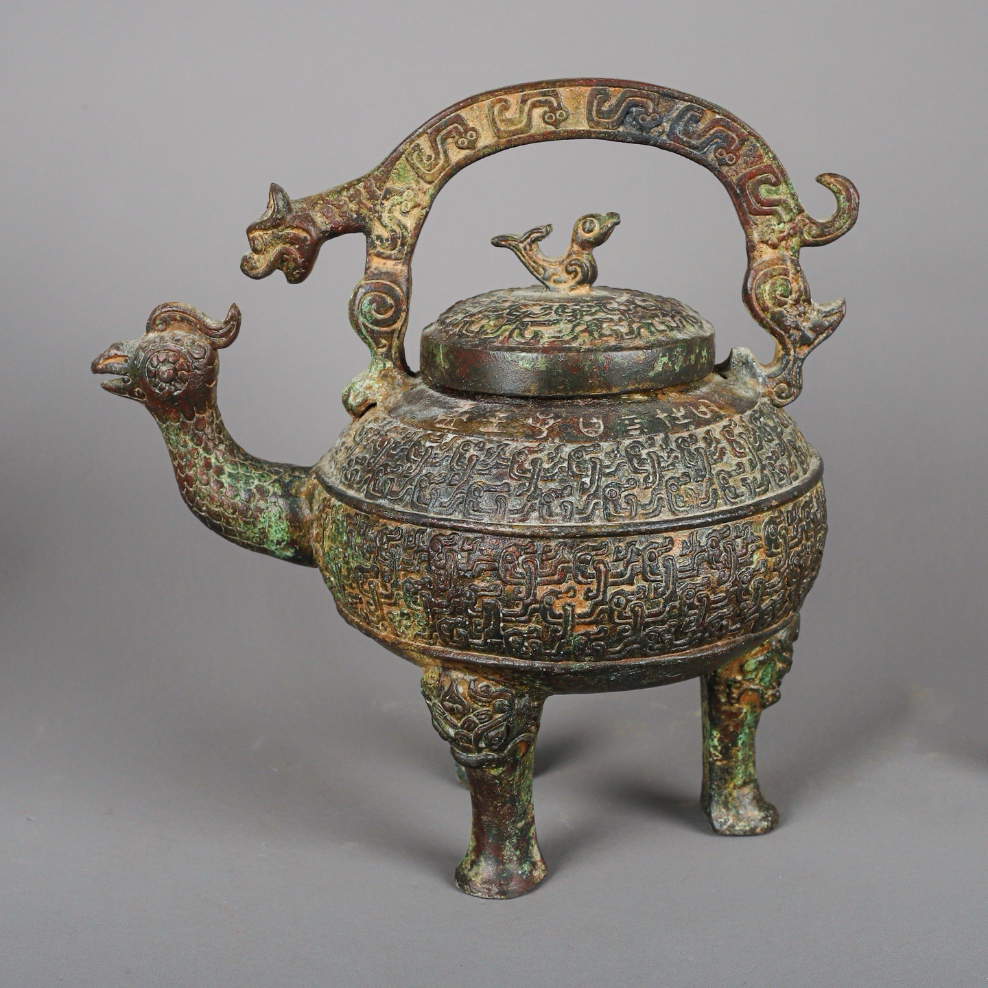 Zhou Dynasty Pair of Bronze Dragon and Phoenix Lifts