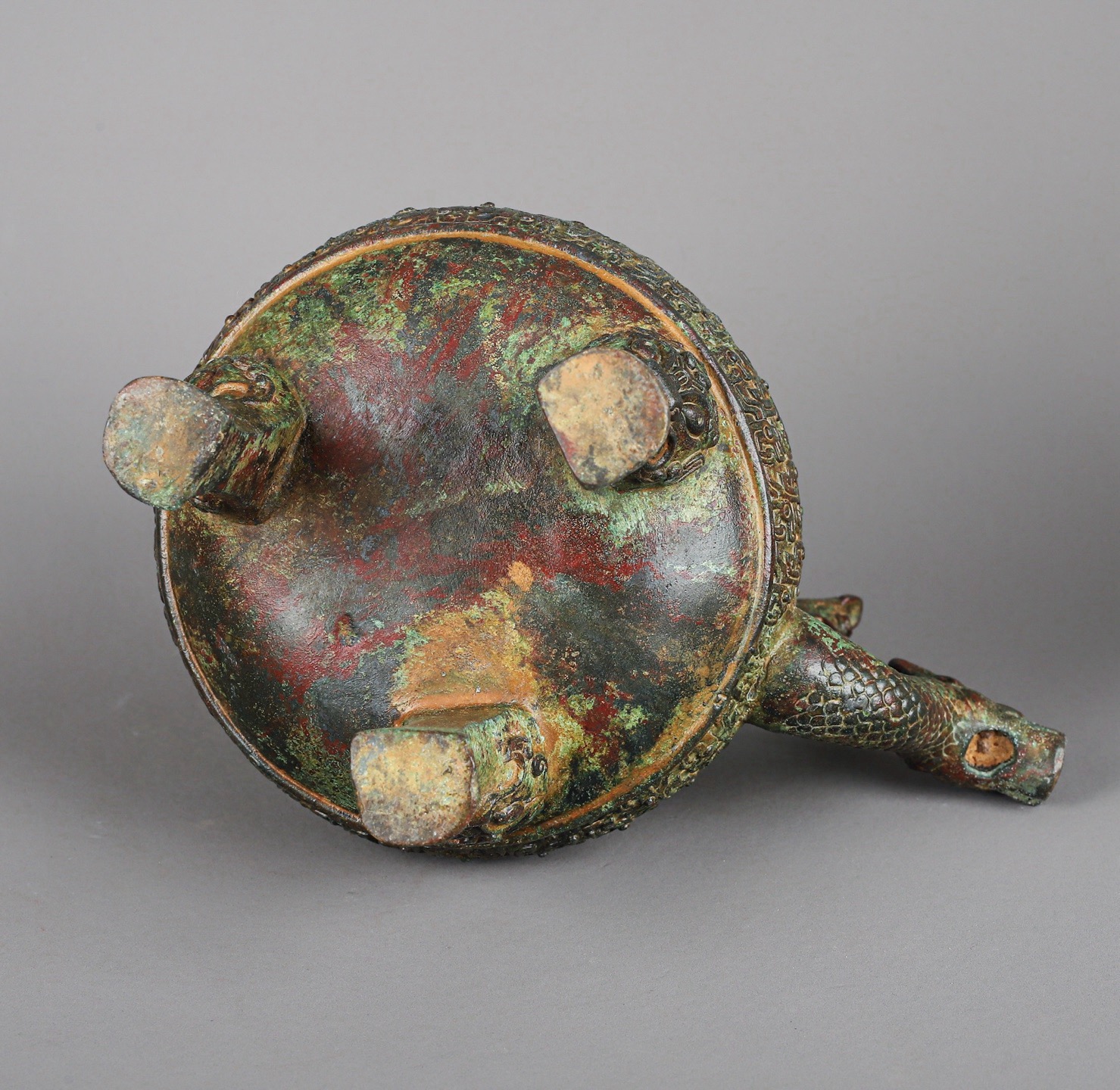 Zhou Dynasty Pair of Bronze Dragon and Phoenix Lifts