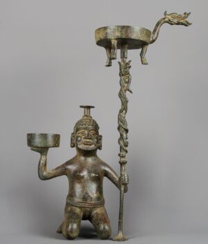 Han Dynasty Bronze kneeling lamp plate
