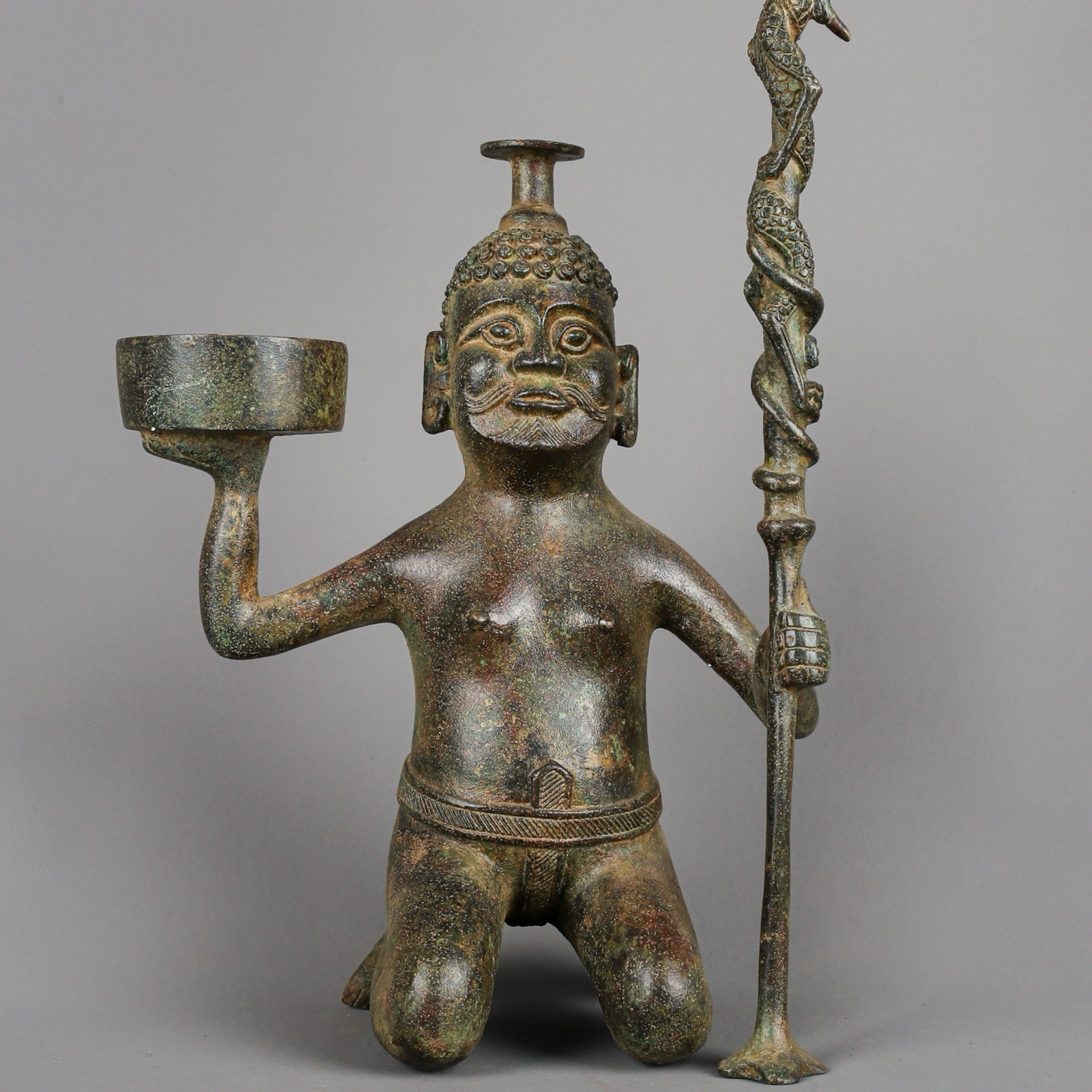 Han Dynasty Bronze kneeling lamp plate