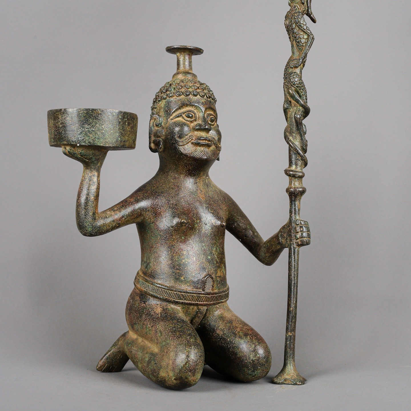 Han Dynasty Bronze kneeling lamp plate