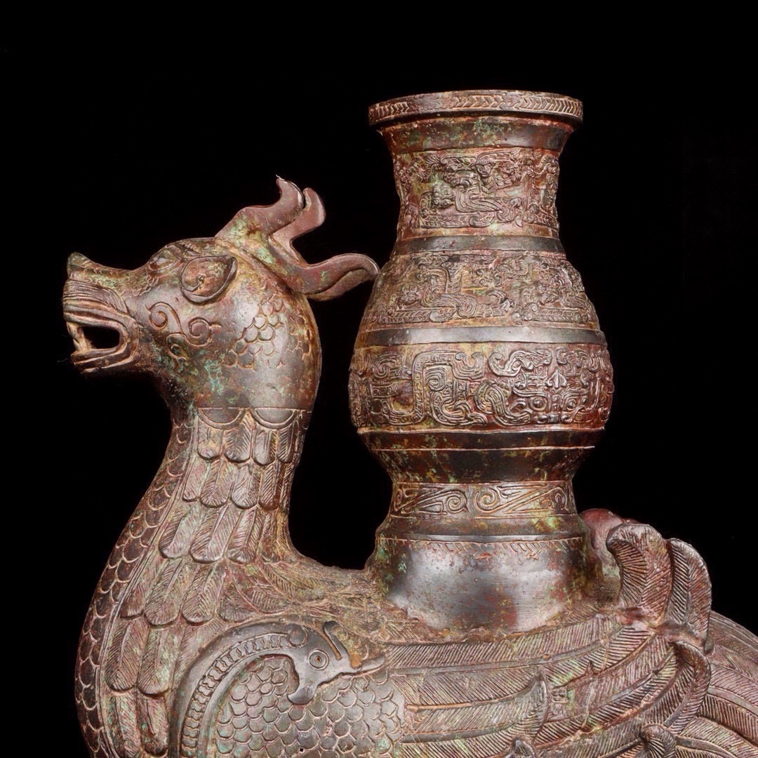 Han Dynasty Bronze Dragon and Phoenix Zun