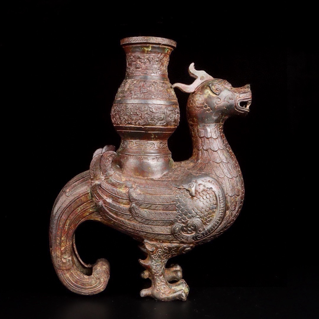 Han Dynasty Bronze Dragon and Phoenix Zun
