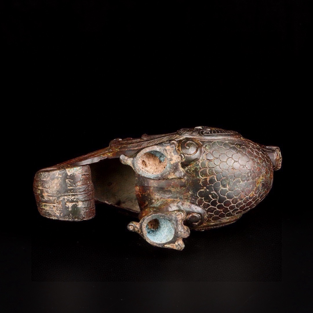Han Dynasty Bronze Dragon and Phoenix Zun