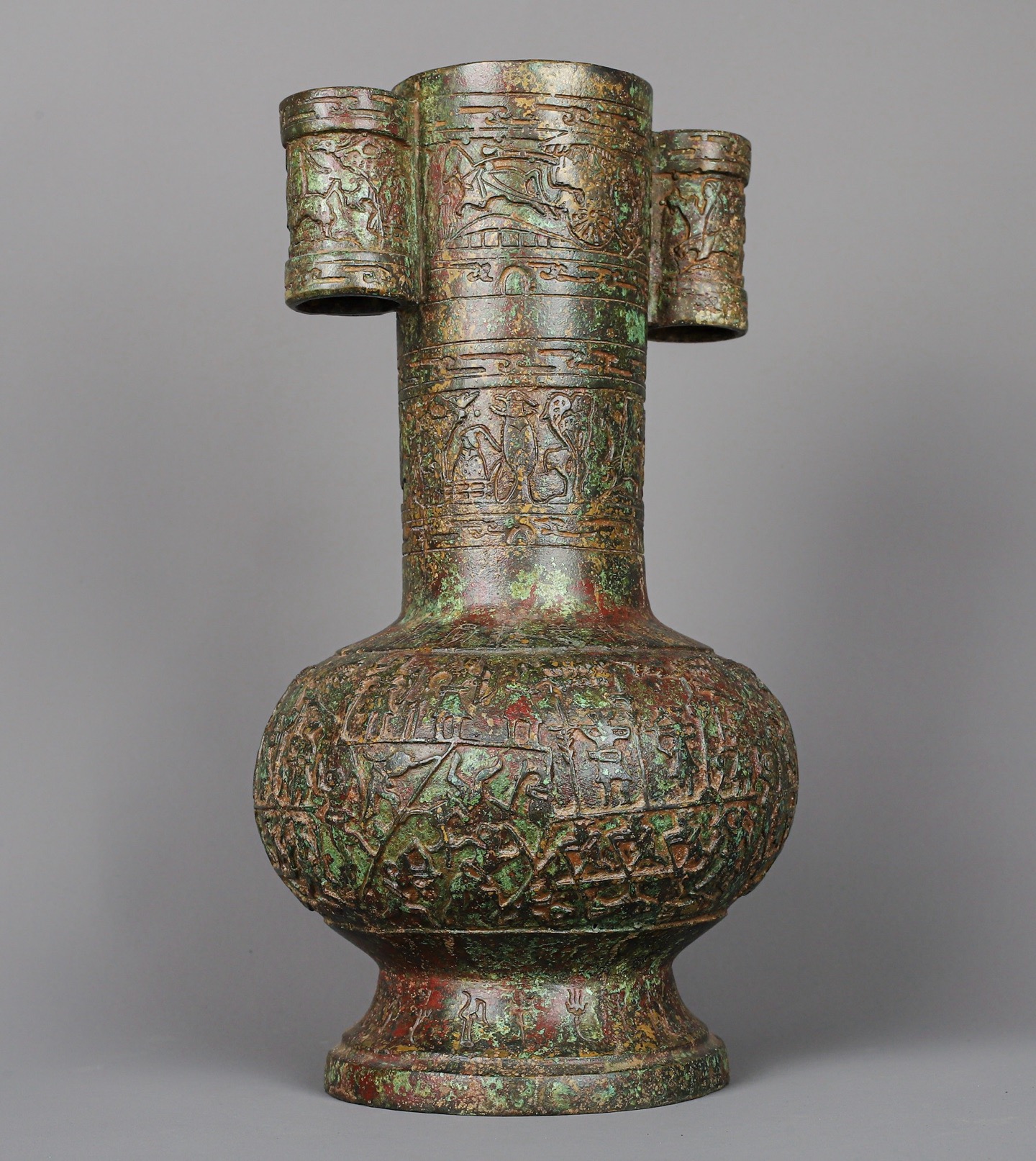 Zhou Dynasty Bronze man manufactured hunting pattern throwing pot