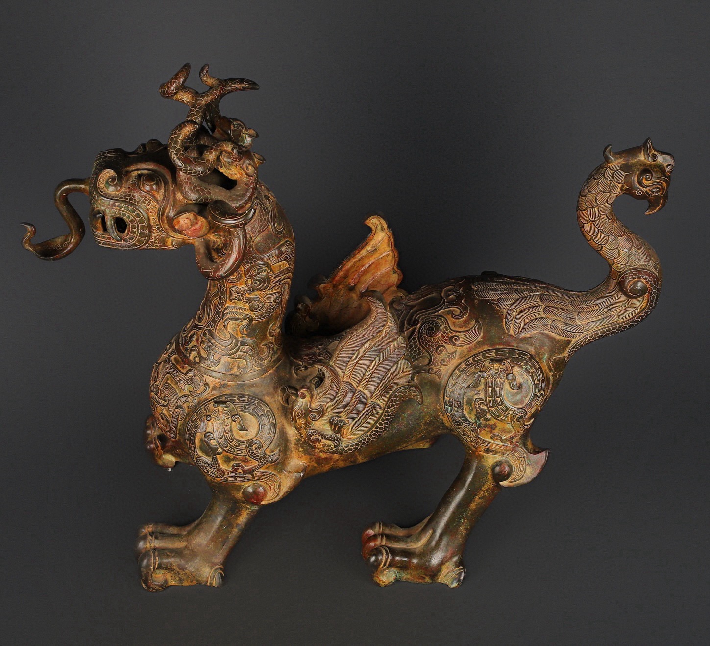 Zhou Dynasty Bronze Winged Beast