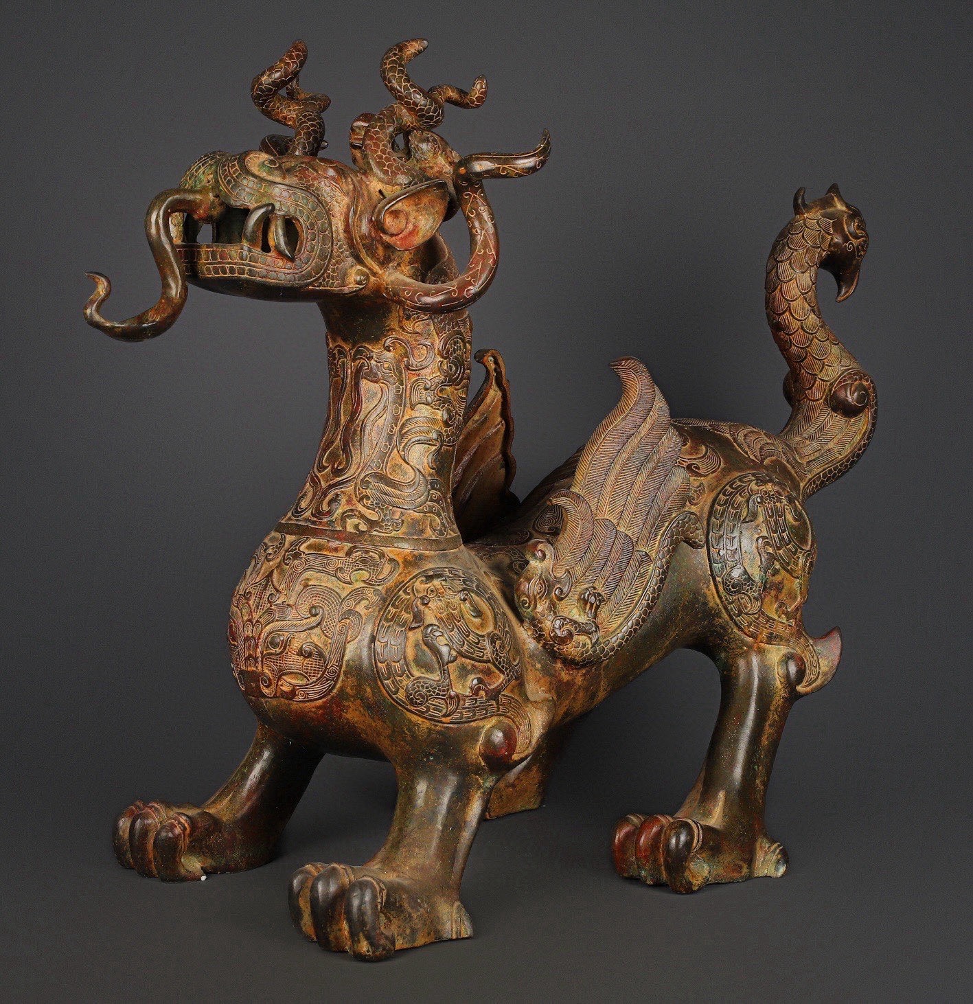 Zhou Dynasty Bronze Winged Beast
