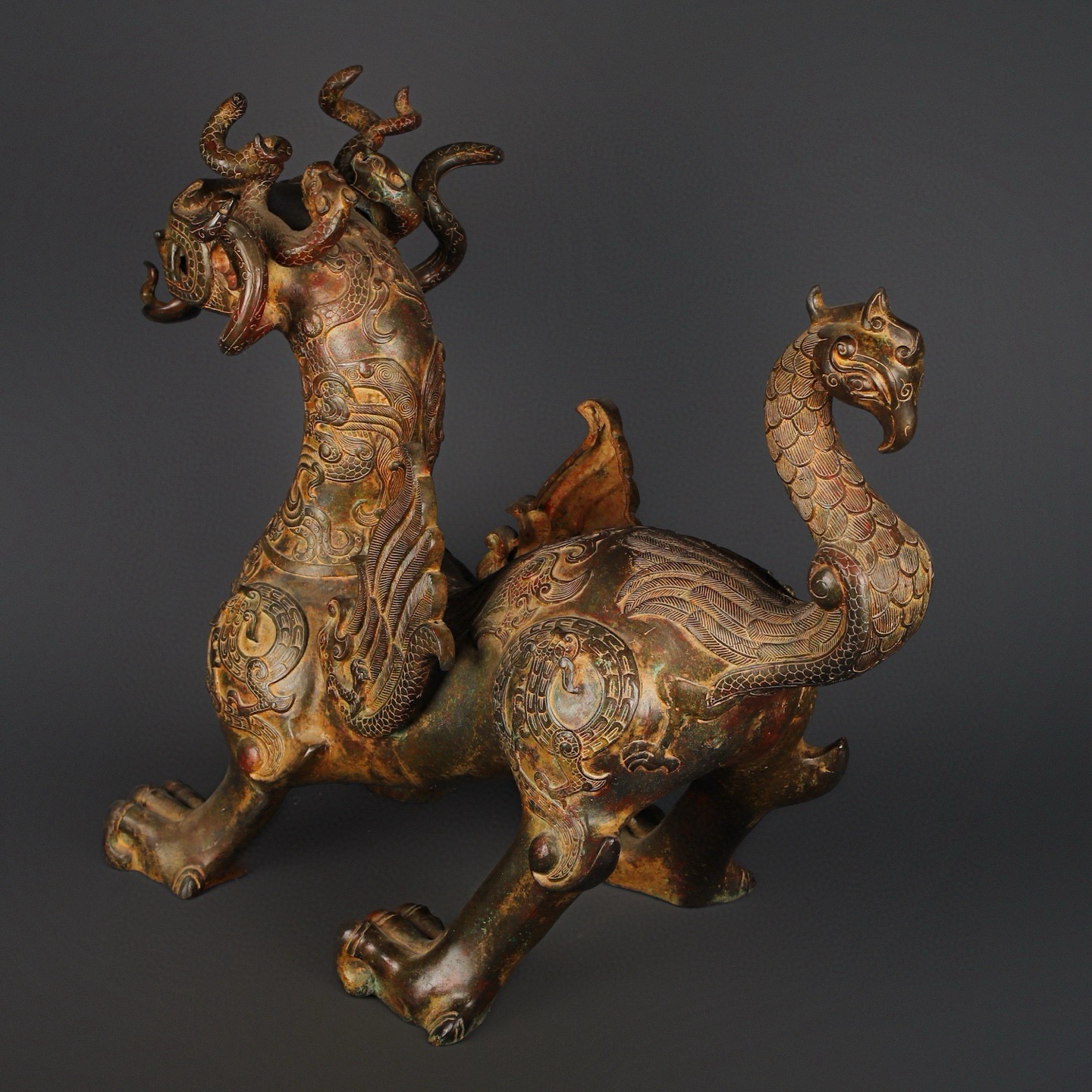 Zhou Dynasty Bronze Winged Beast