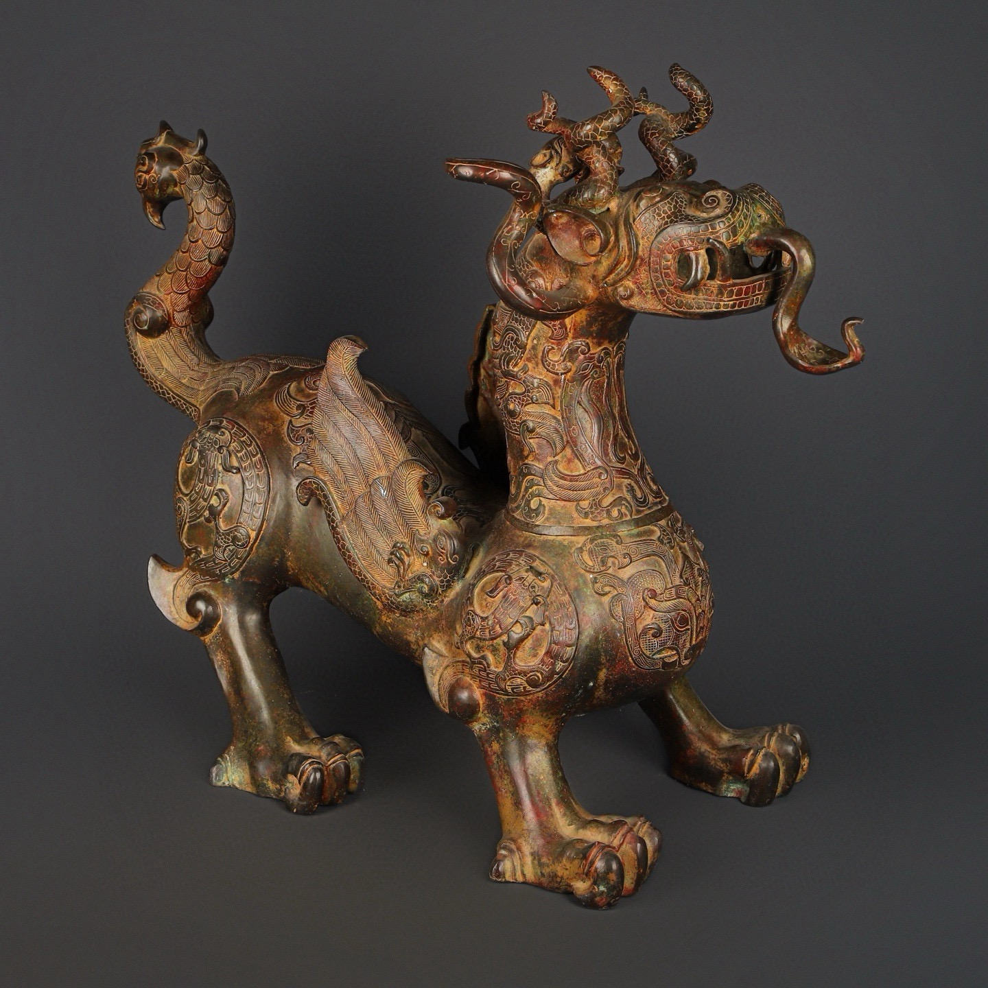 Zhou Dynasty Bronze Winged Beast
