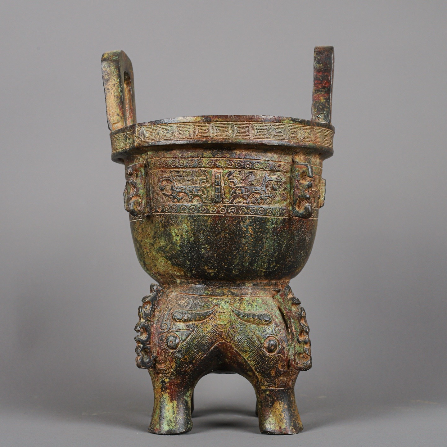 Zhou Dynasty Bronze animal faced mortar