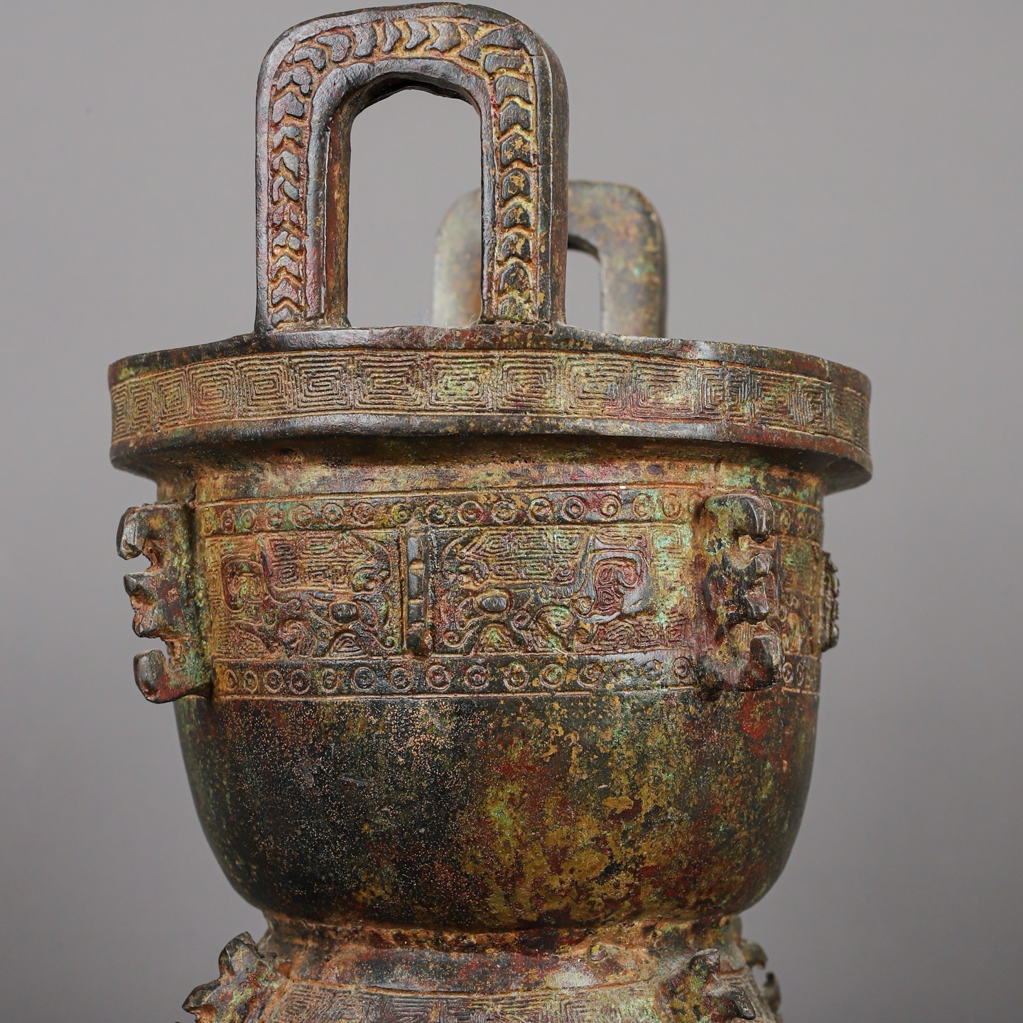 Zhou Dynasty Bronze animal faced mortar