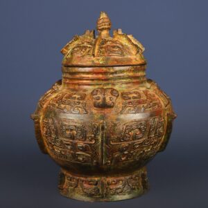 Zhou Dynasty Bronze animal faced round Lei