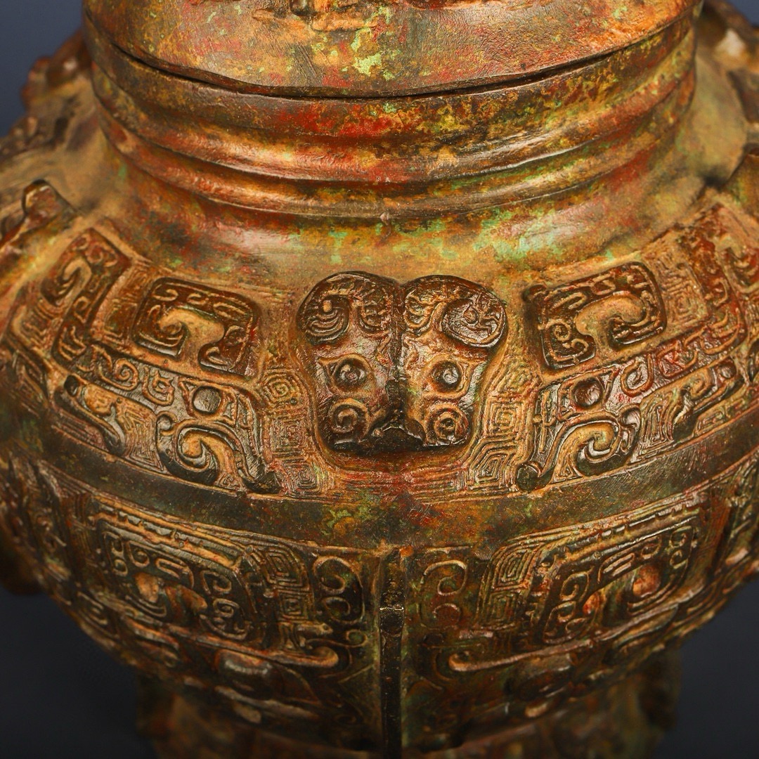 Zhou Dynasty Bronze animal faced round Lei