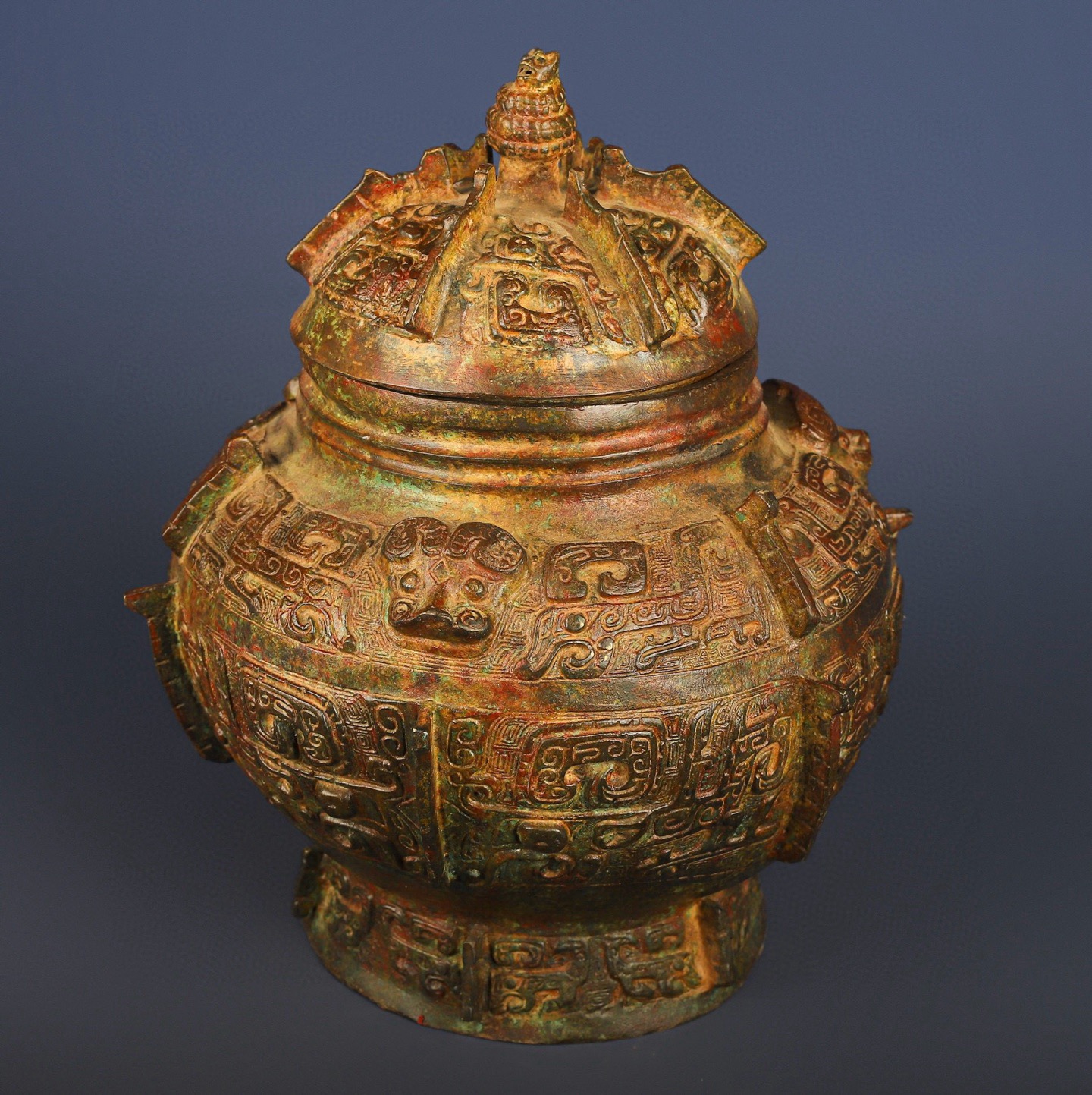 Zhou Dynasty Bronze animal faced round Lei