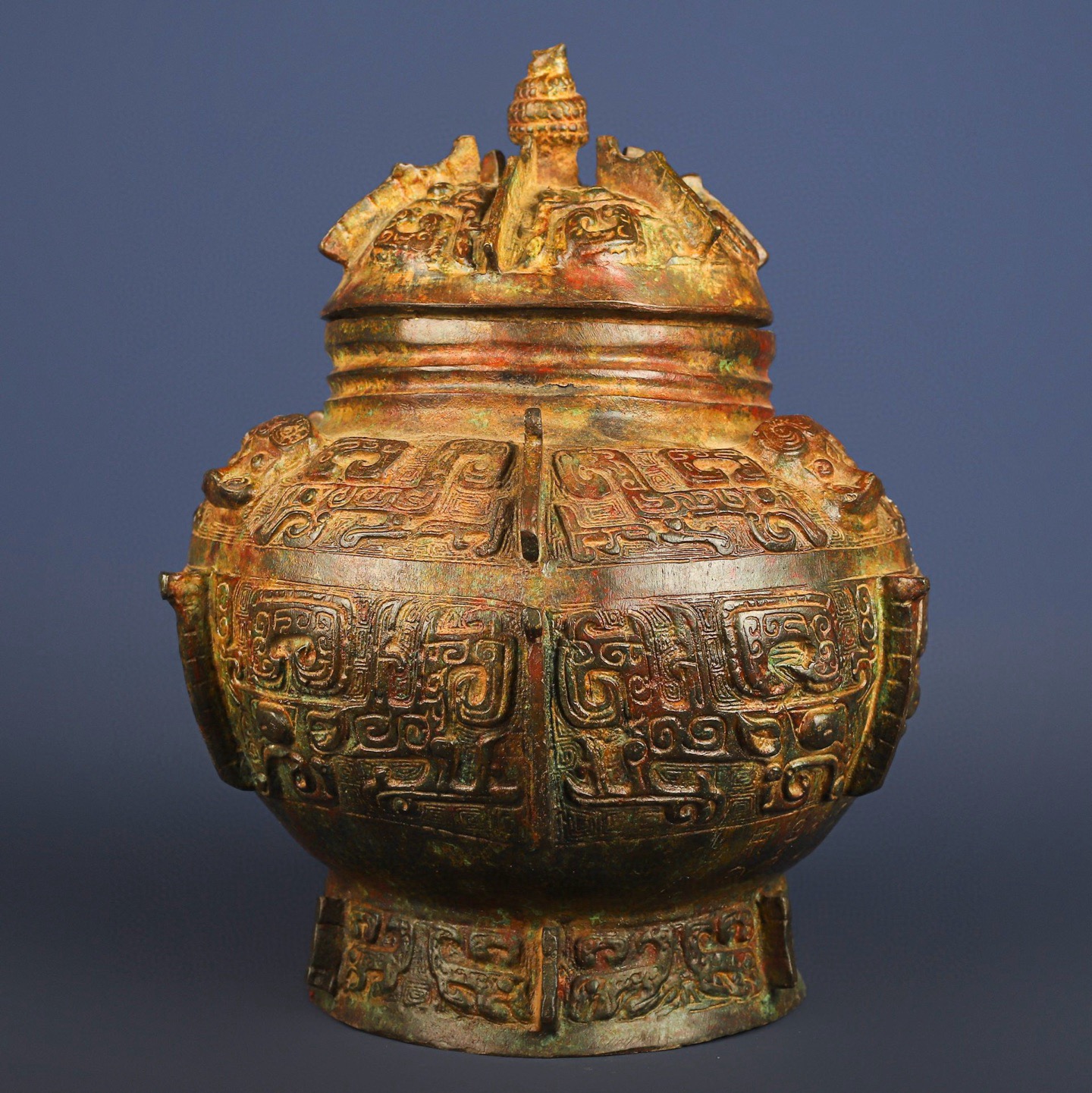 Zhou Dynasty Bronze animal faced round Lei