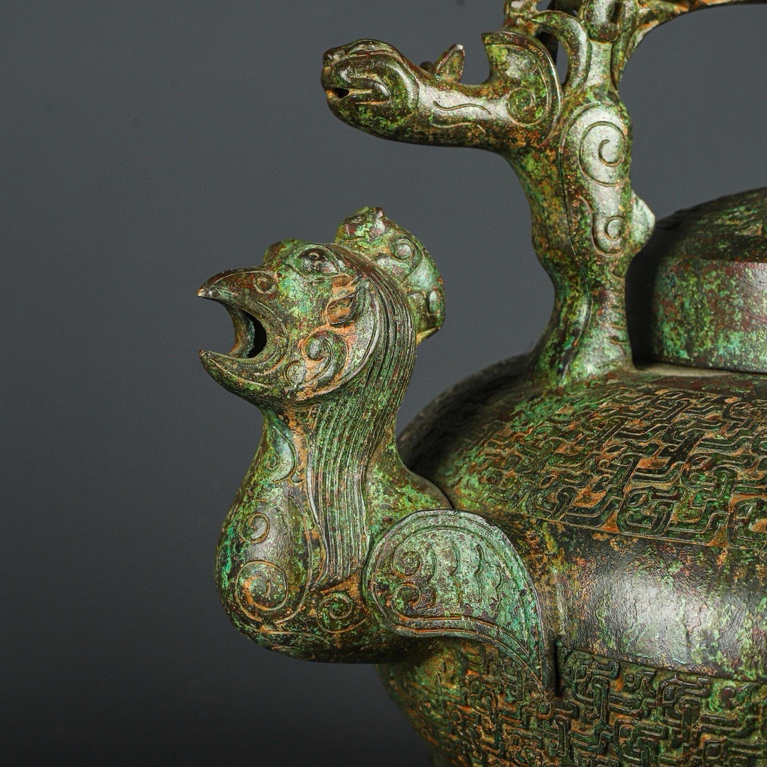 Zhou Dynasty Bronze Phoenix Bird Lift