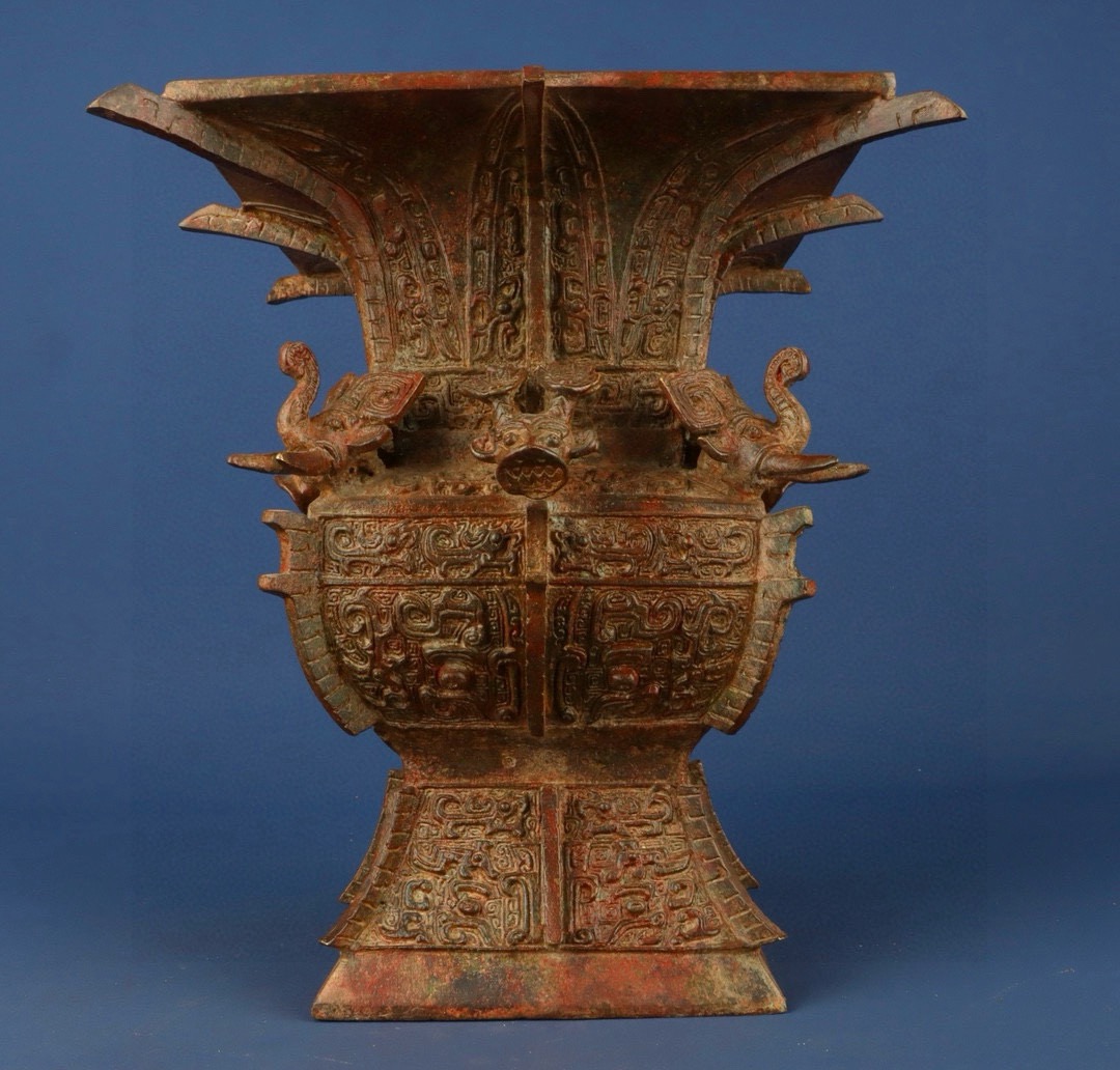 Zhou Dynasty Bronze Four Dragons and Elephants Square Zun